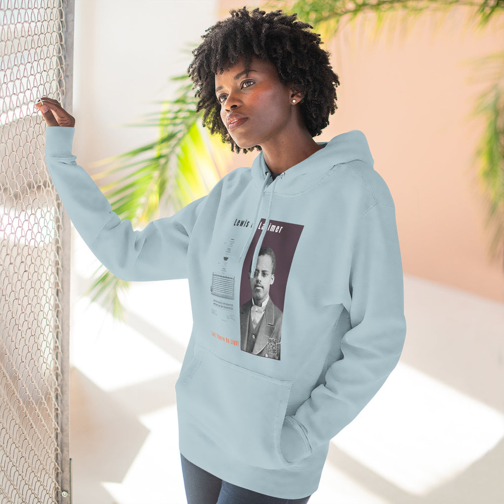 Defend Black Memories: Lewis H. Latimer Three-panel Historical Black Portrait Hoodie