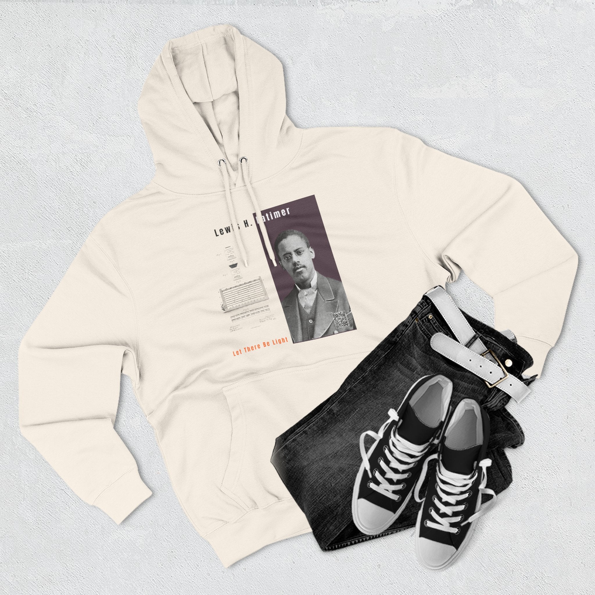 Defend Black Memories: Lewis H. Latimer Three-panel Historical Black Portrait Hoodie