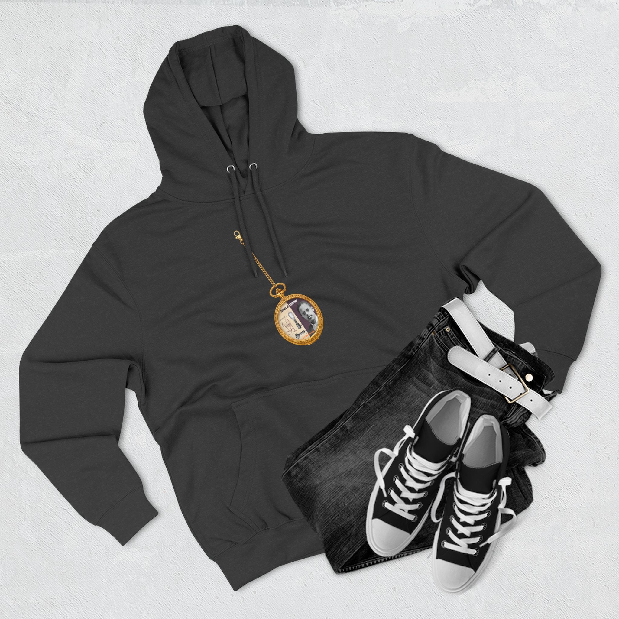Lewis H Latimer Pocket Watch Three-Panel Fleece Hoodie