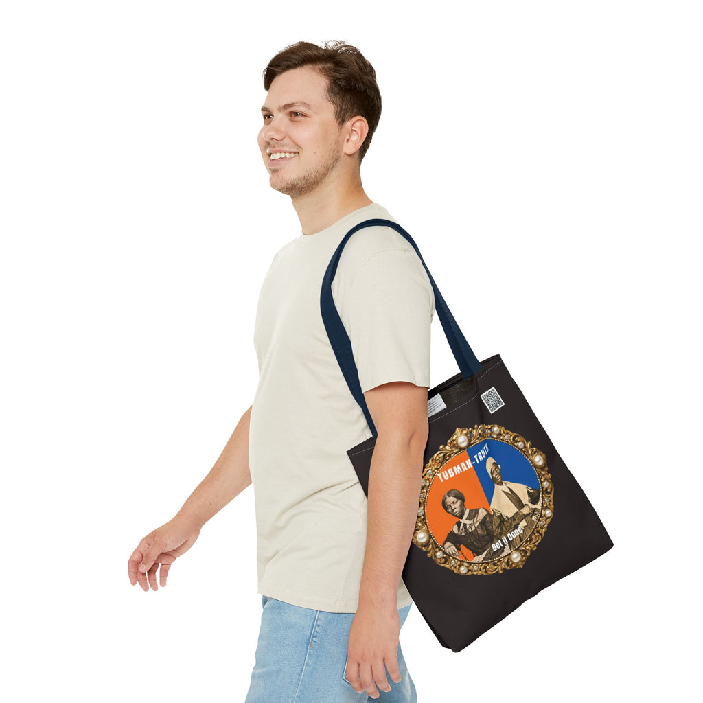 Tubman-Truth Brooch Graphic Tote Bag (Black)