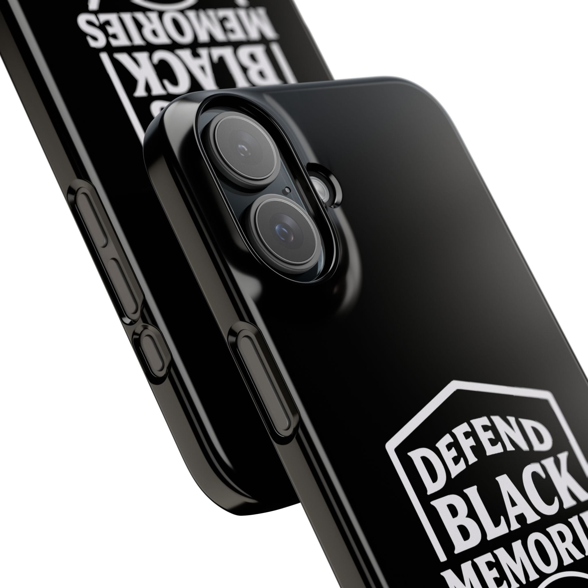 Defend Black Memories Slim Phone Case — Black Shield Typography Protective Cover