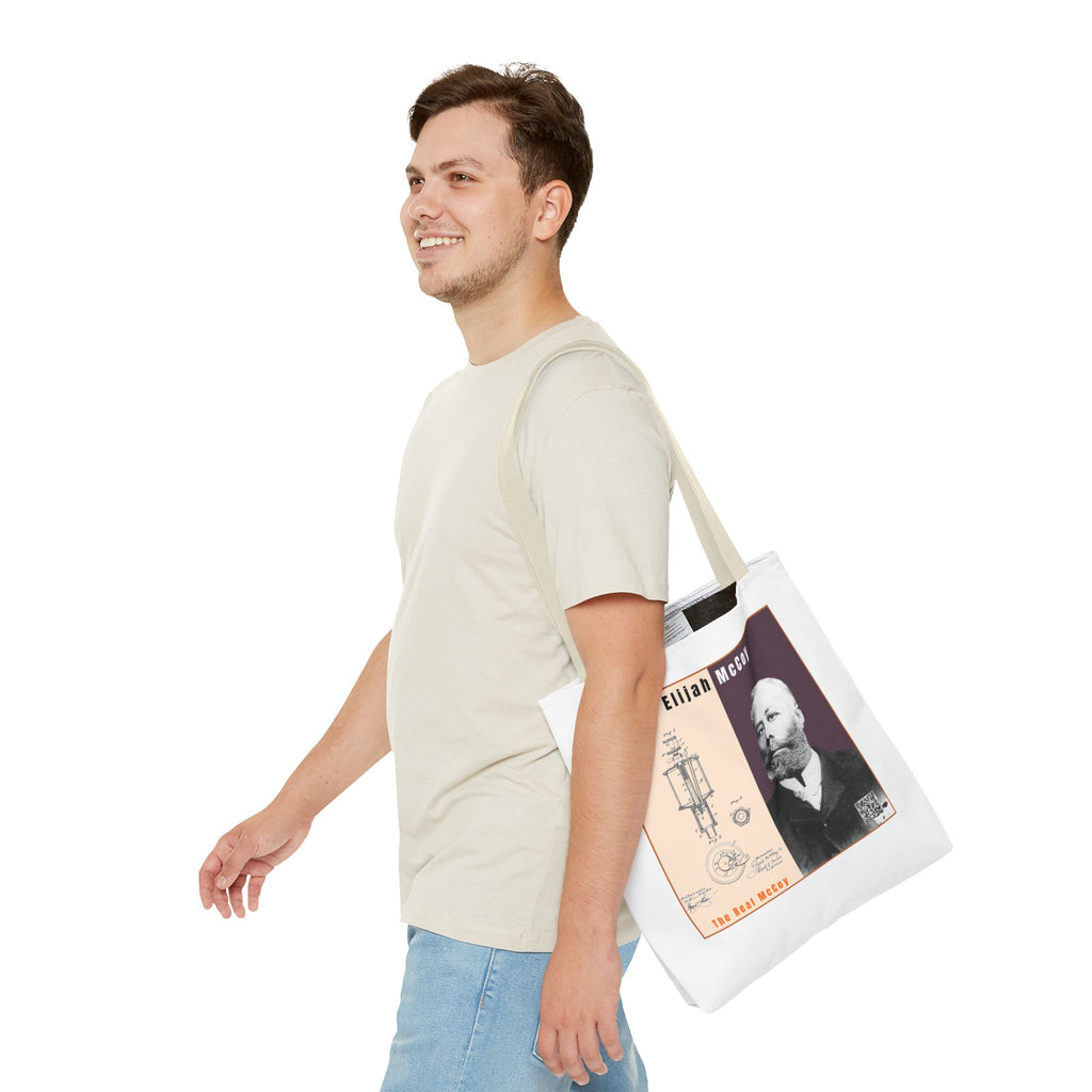 Defend Black Memories: Elijah McCoy Historical Portrait AOP Tote Bag