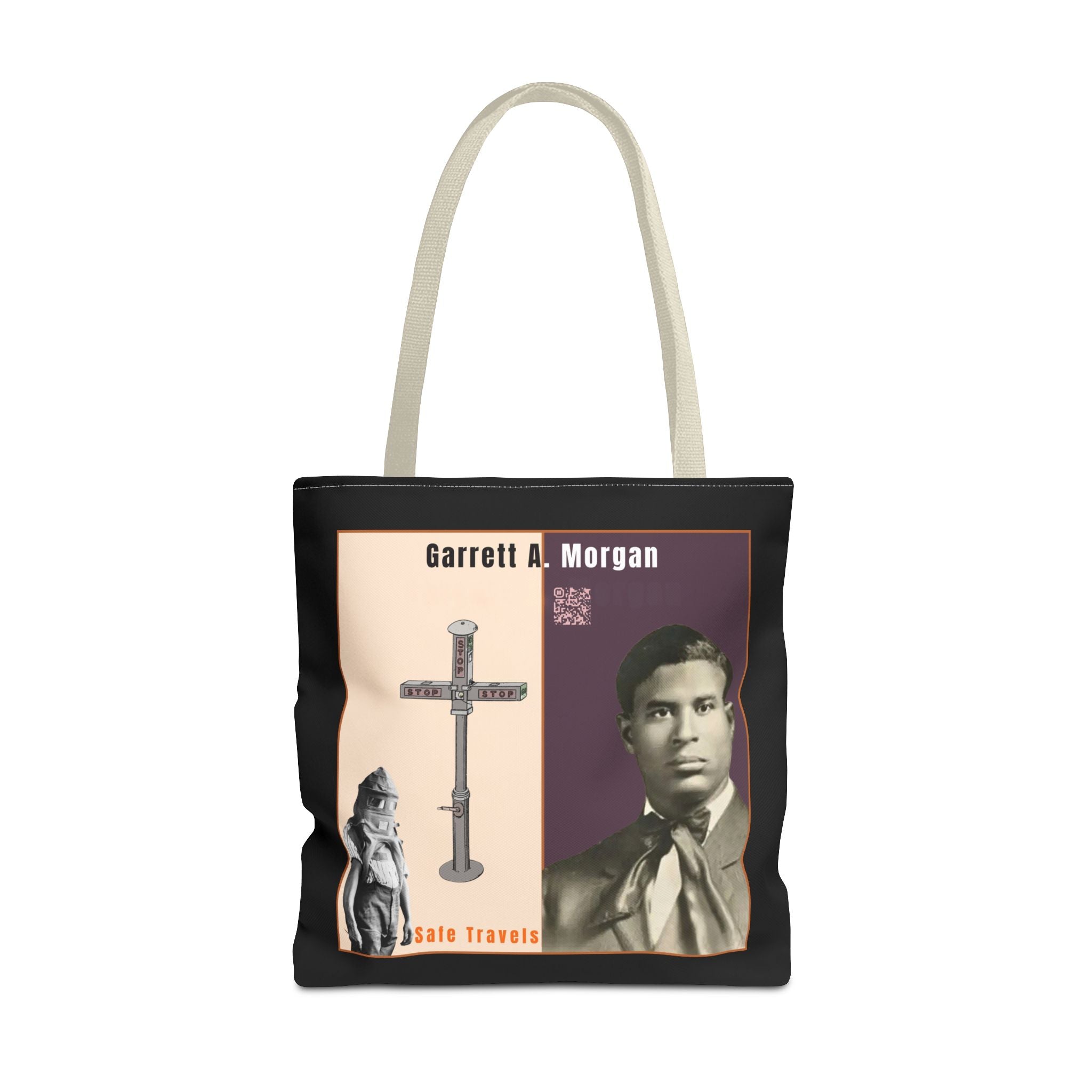 Garrett A. Morgan Tribute Tote Bag — Black Brilliance Spotlight with QR Code