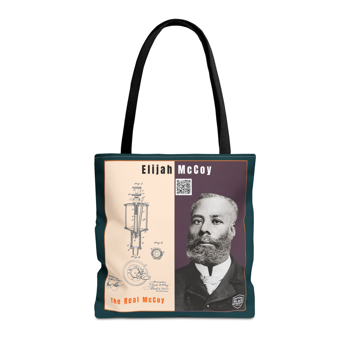 Elijah McCoy 'The Real McCoy' Tote Bag — Inspirational History Tribute (Muted Teal)