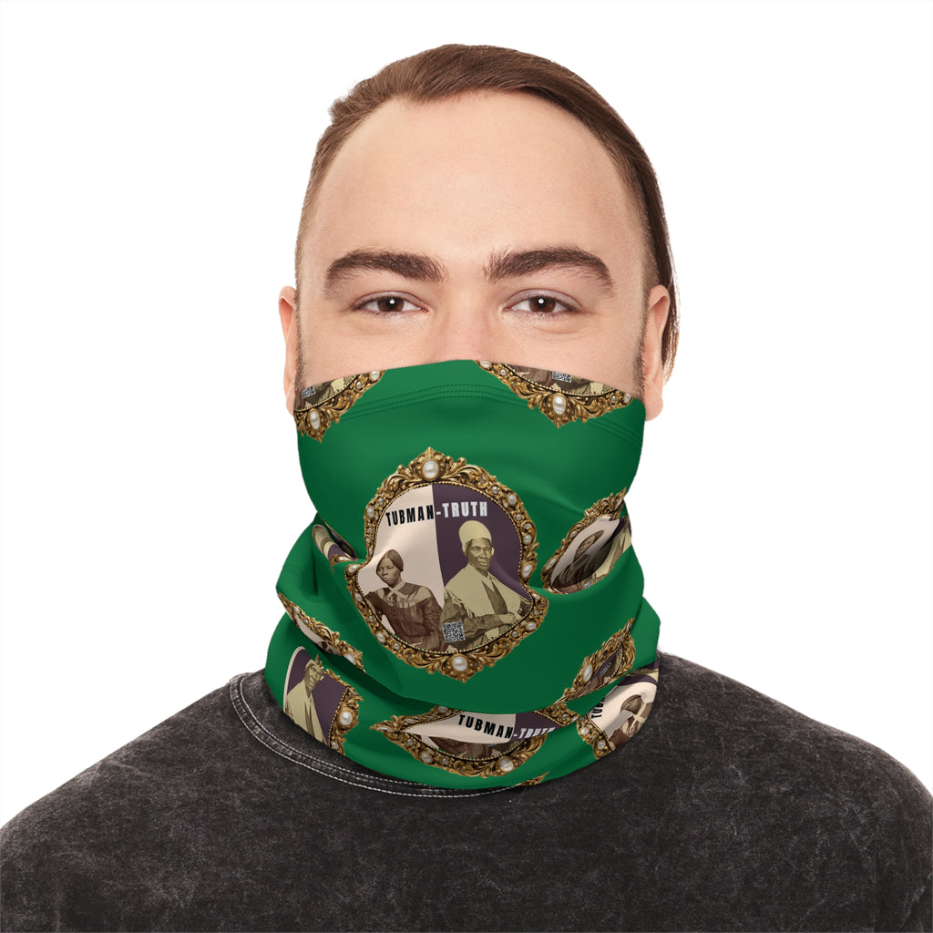 Tubman-Truth Brooch Graphic, Winter Neck Gaiter W/Drawstring (Green)