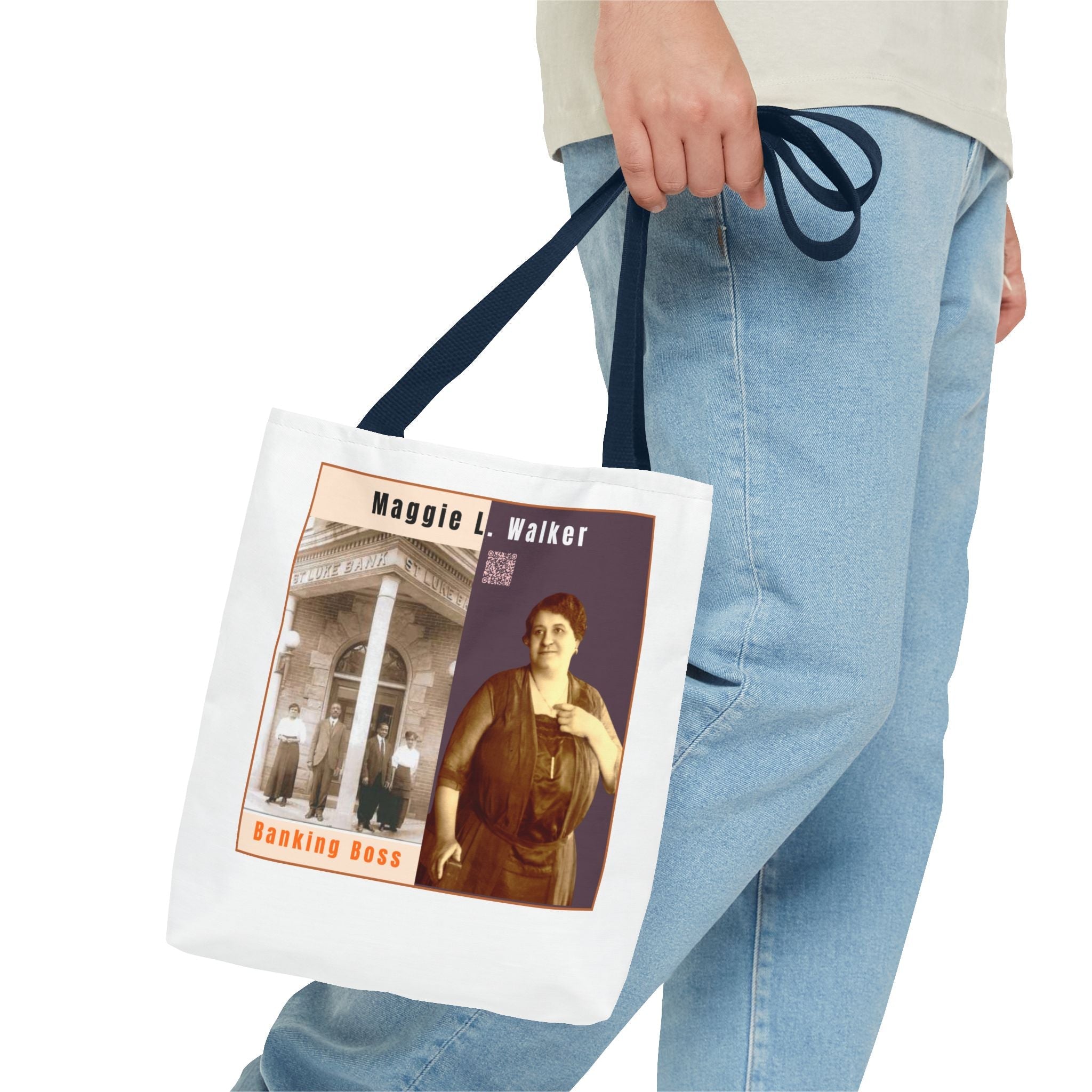Maggie L. Walker Graphic Tote Bag — Black and Bold Historical Icon Design