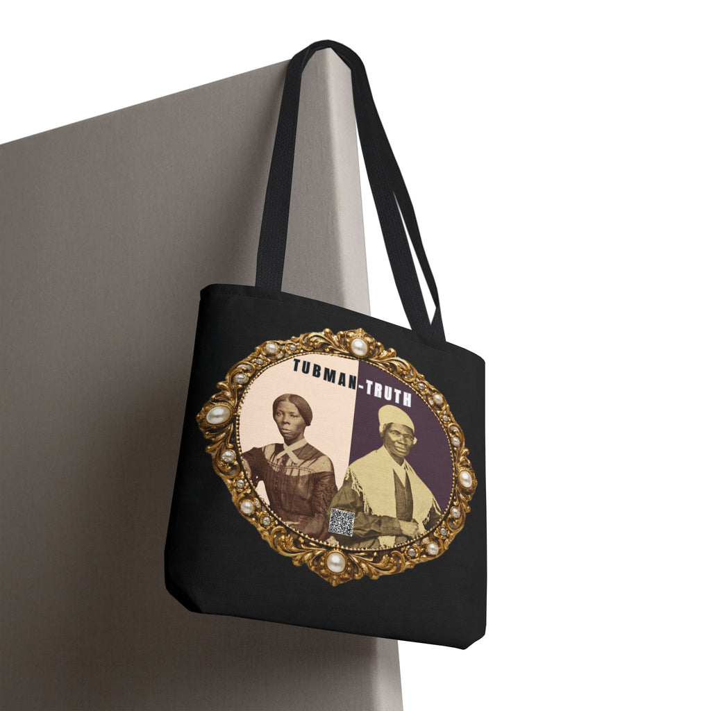 Tubman-Truth Brooch Graphic Tote Bag (Black)