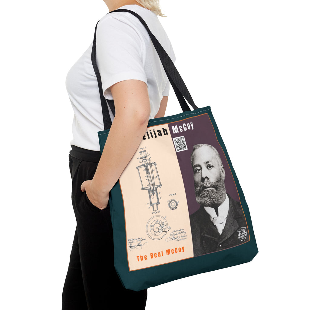 Elijah McCoy 'The Real McCoy' Tote Bag — Inspirational History Tribute (Muted Teal)