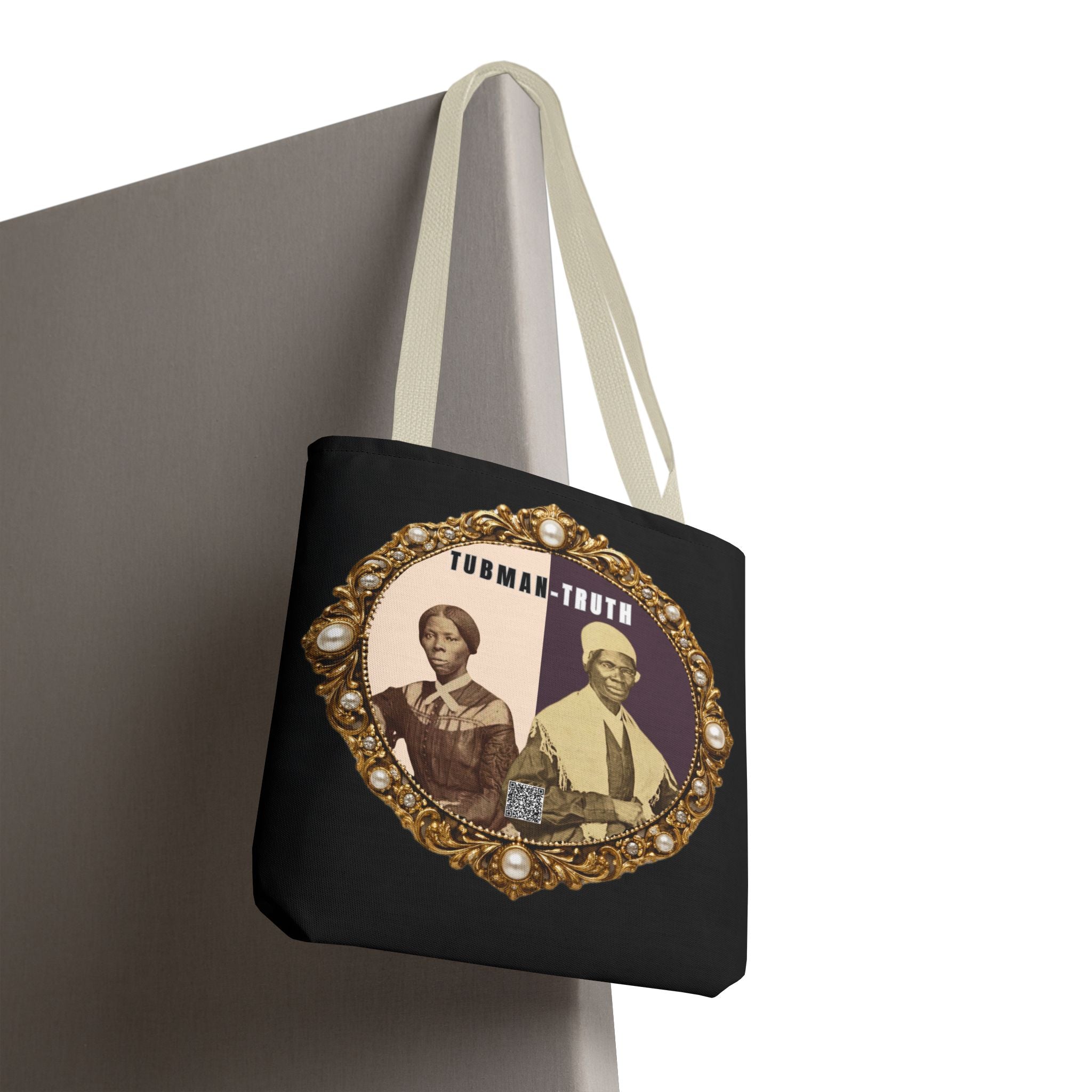 Tubman-Truth Brooch Graphic Tote Bag (Black)