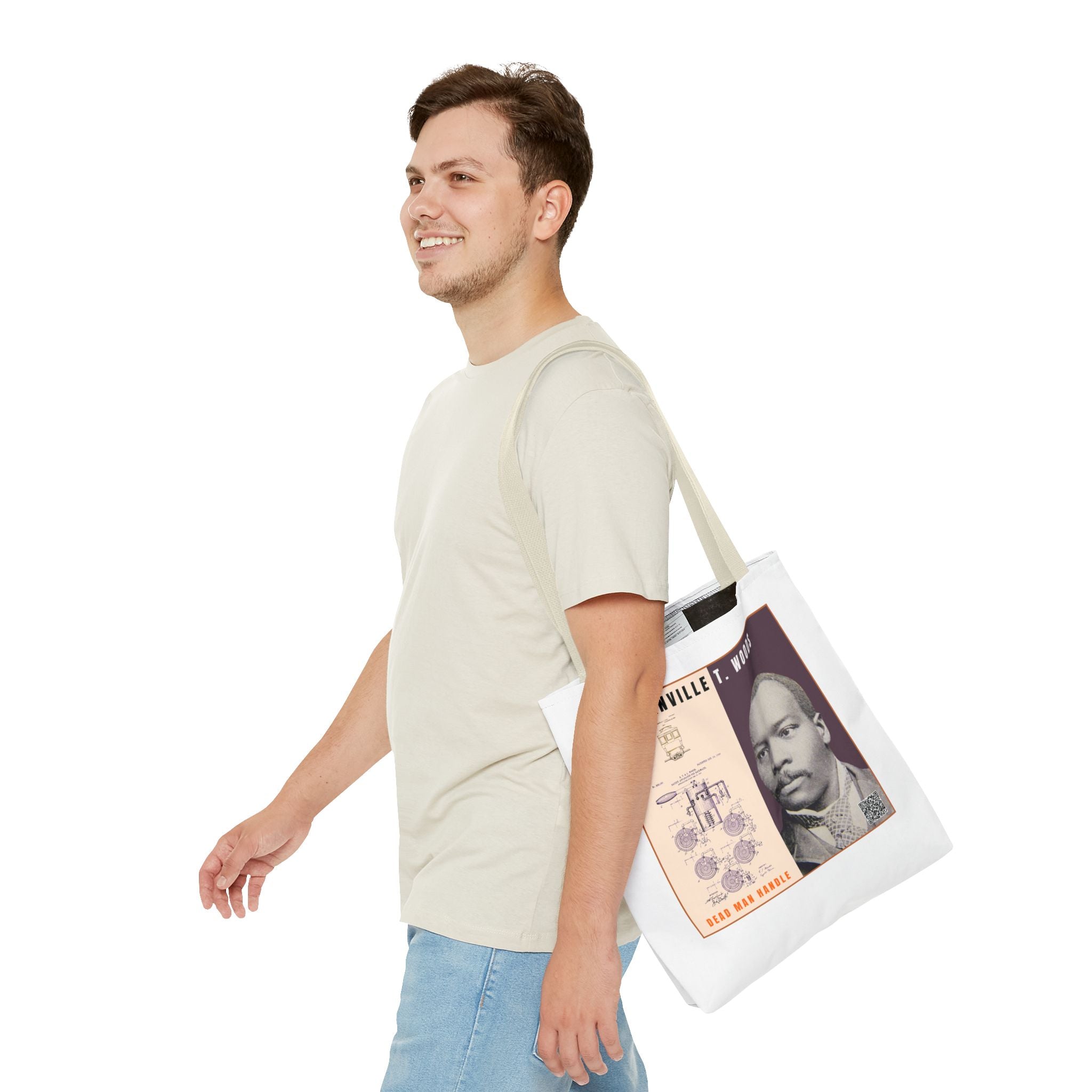 Granville T. Woods Historical Portrait Tote Bag (White)