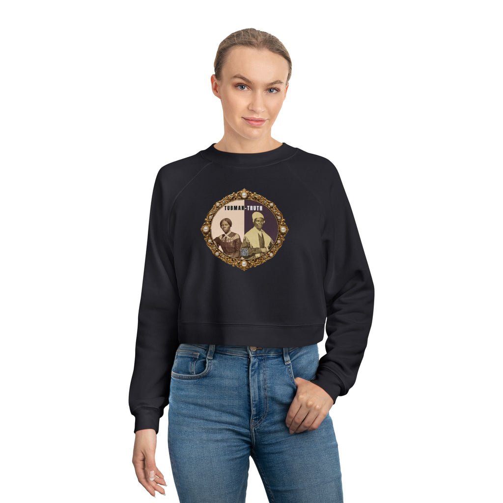 Tubman-Truth, Front Brooch Graphic, Women's Cropped Fleece Pullover