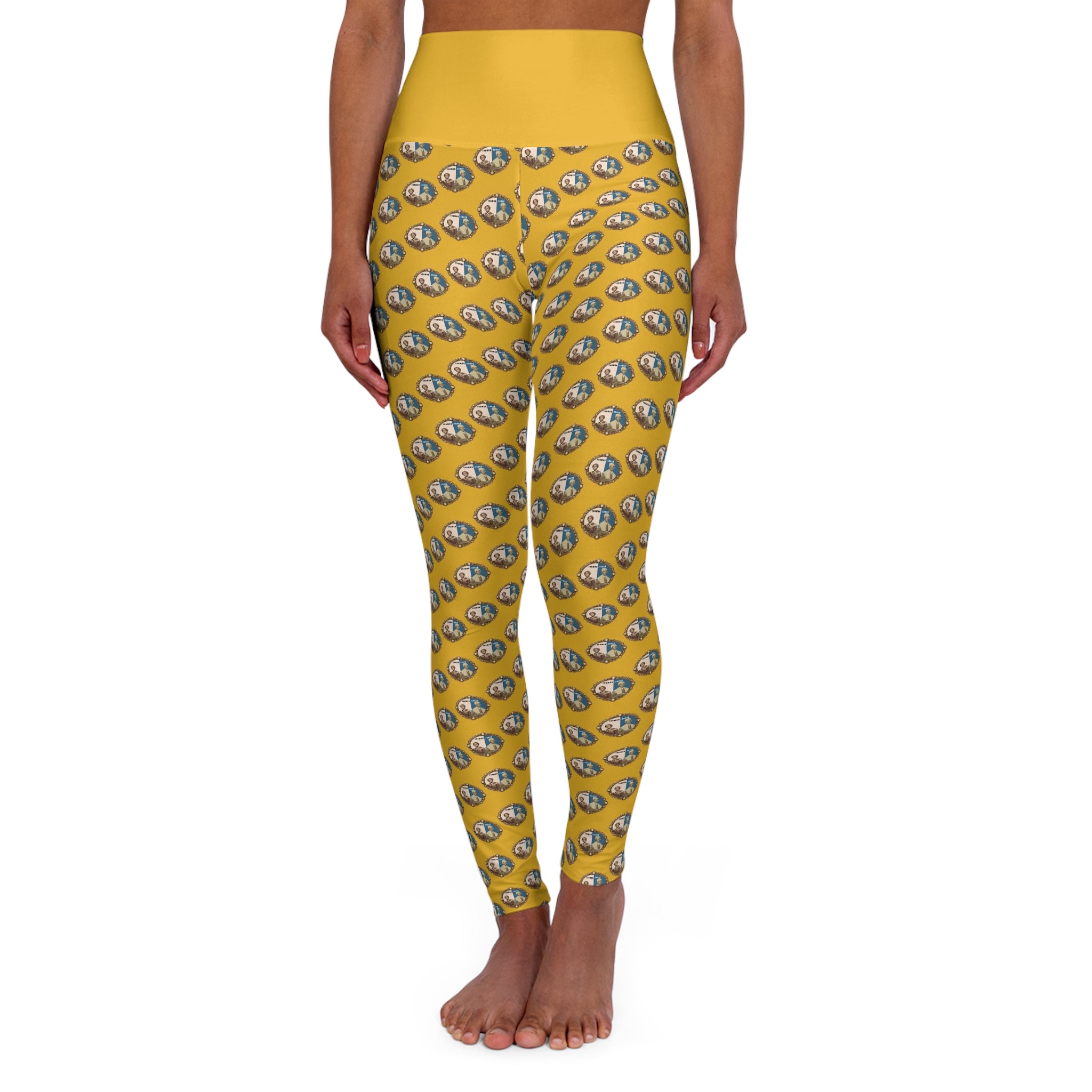 Tubman-Truth Brooch Design, High Waisted Yoga Leggings (Yellow)