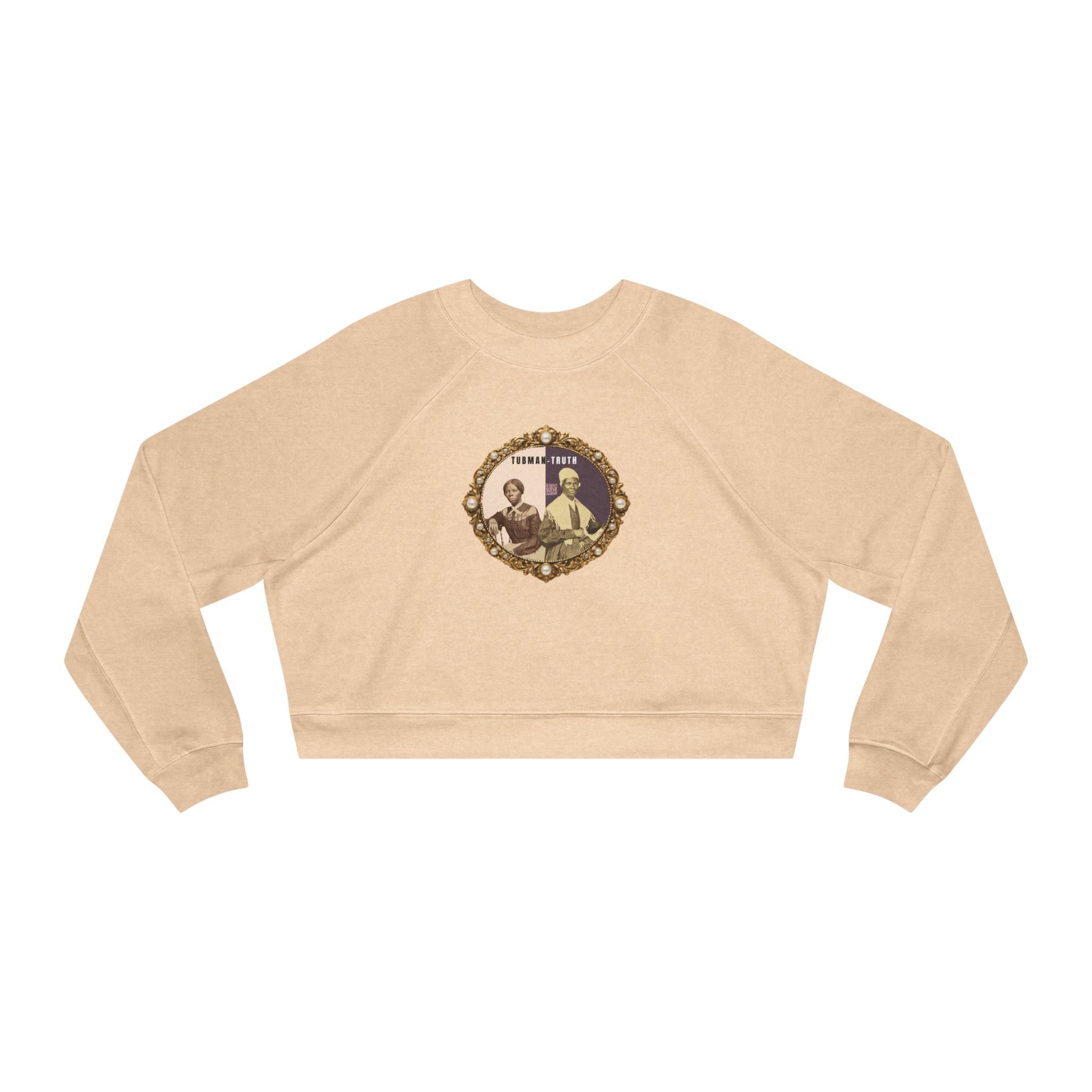Tubman-Truth, Front Brooch Graphic, Women's Cropped Fleece Pullover