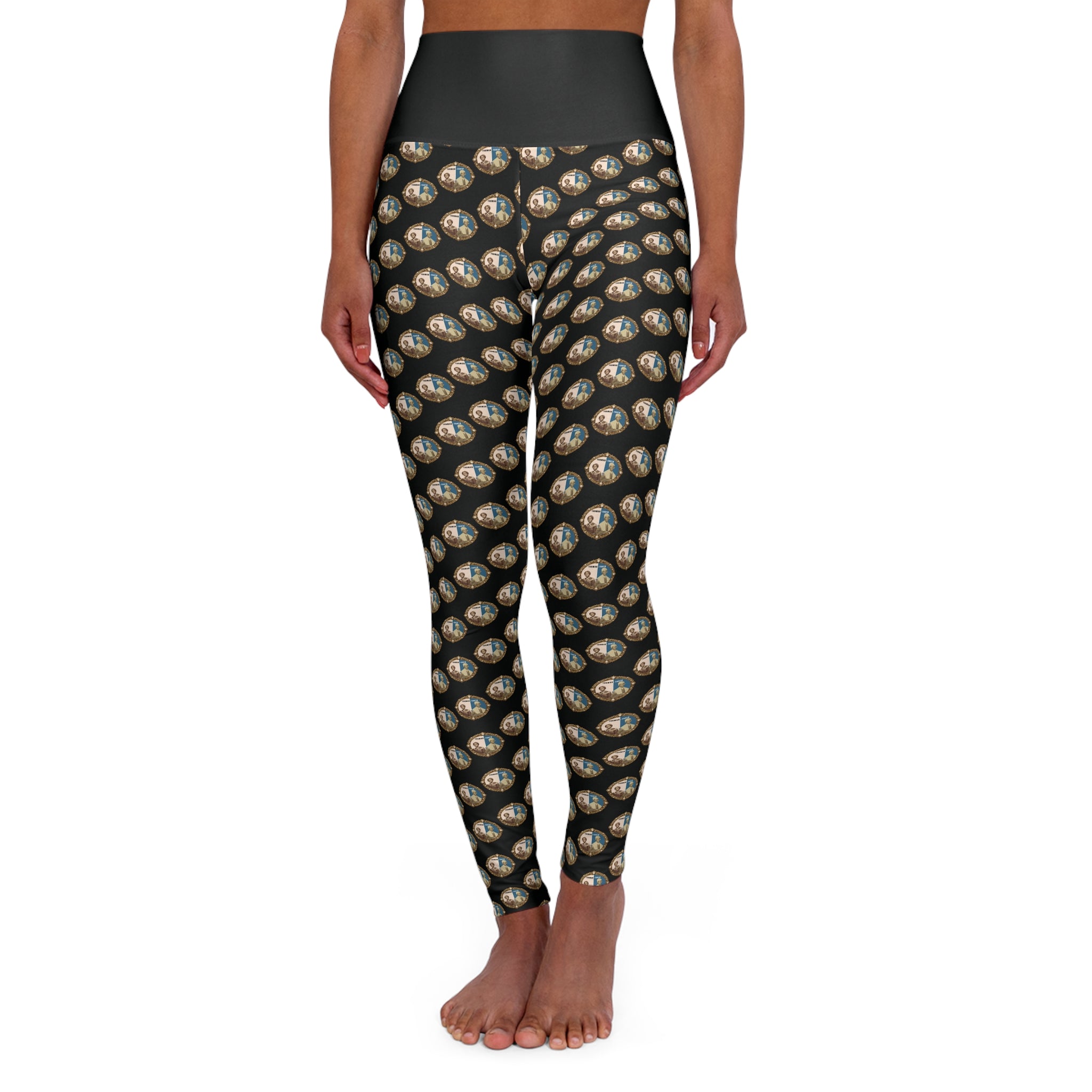 Tubman-Truth Brooch Design, High Waisted Yoga Leggings (Black)