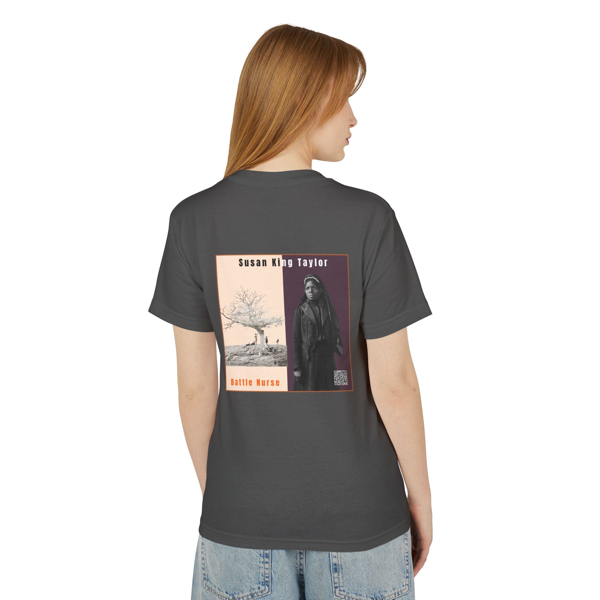 Susan King Taylor, Historical Portrait T-shirt, w/Back Graphic (2-tone),