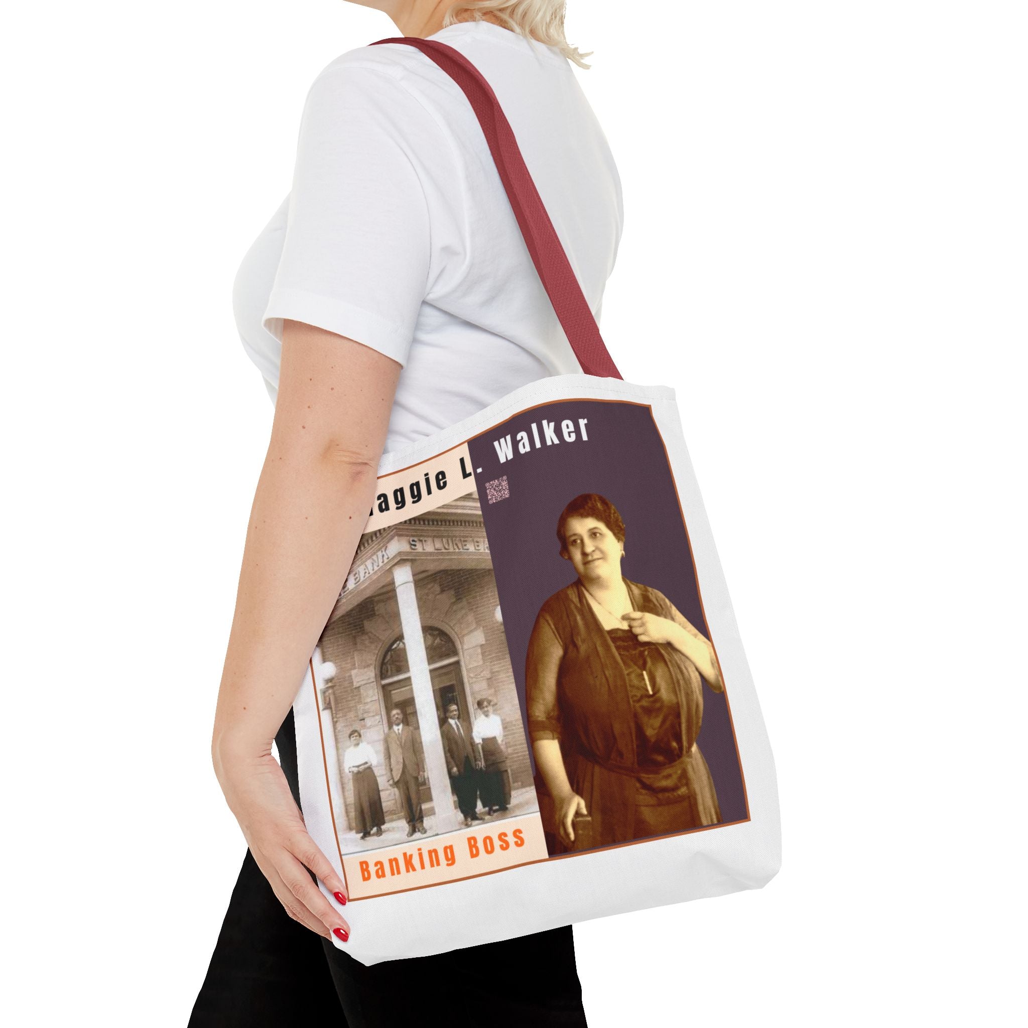 Maggie L. Walker Graphic Tote Bag — Black and Bold Historical Icon Design