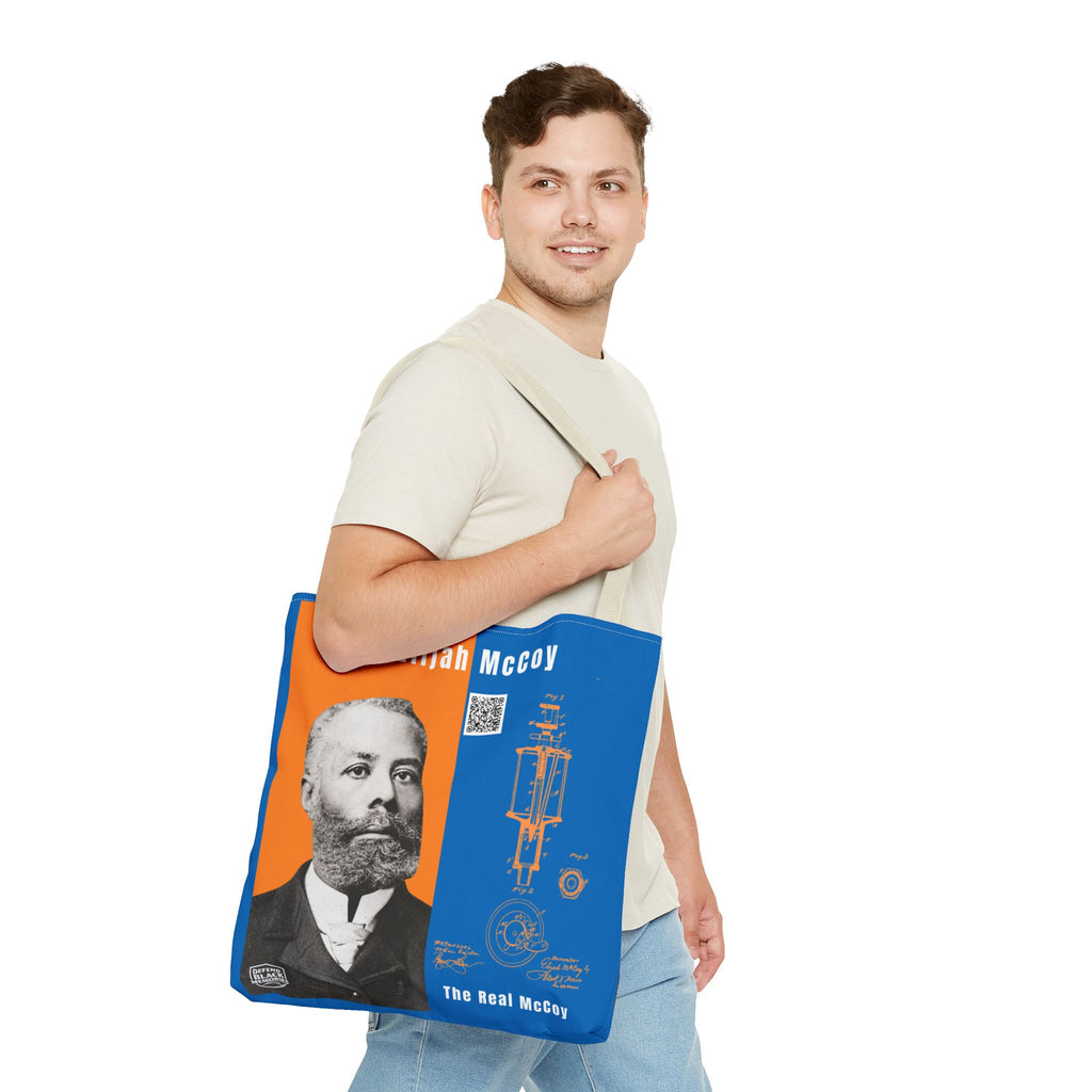 Elijah McCoy 'The Real McCoy' Tote Bag — Inspirational History Tribute (White)