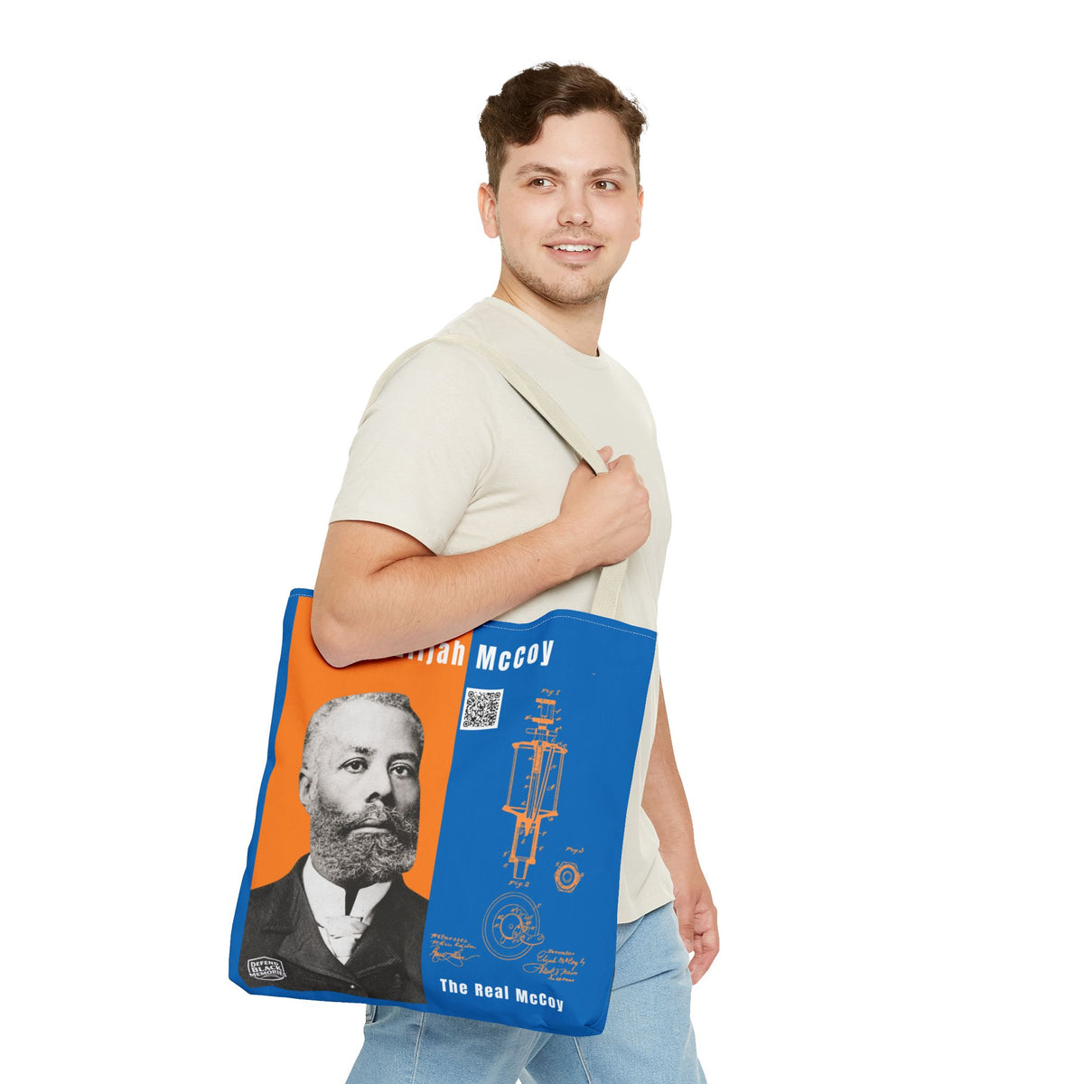 Elijah McCoy 'The Real McCoy' Tote Bag — Inspirational History Tribute (White)