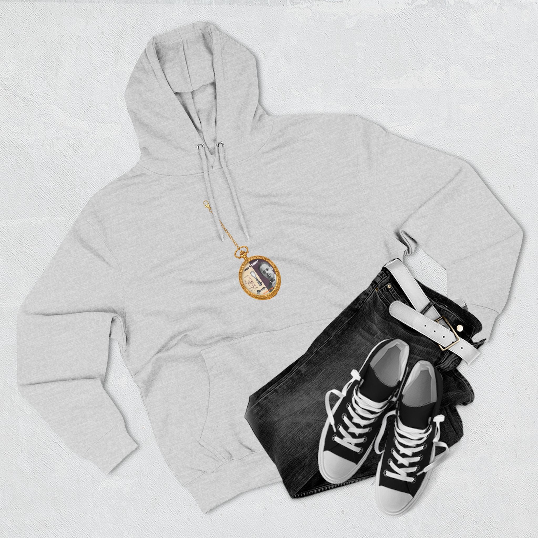 Lewis H Latimer Pocket Watch Three-Panel Fleece Hoodie