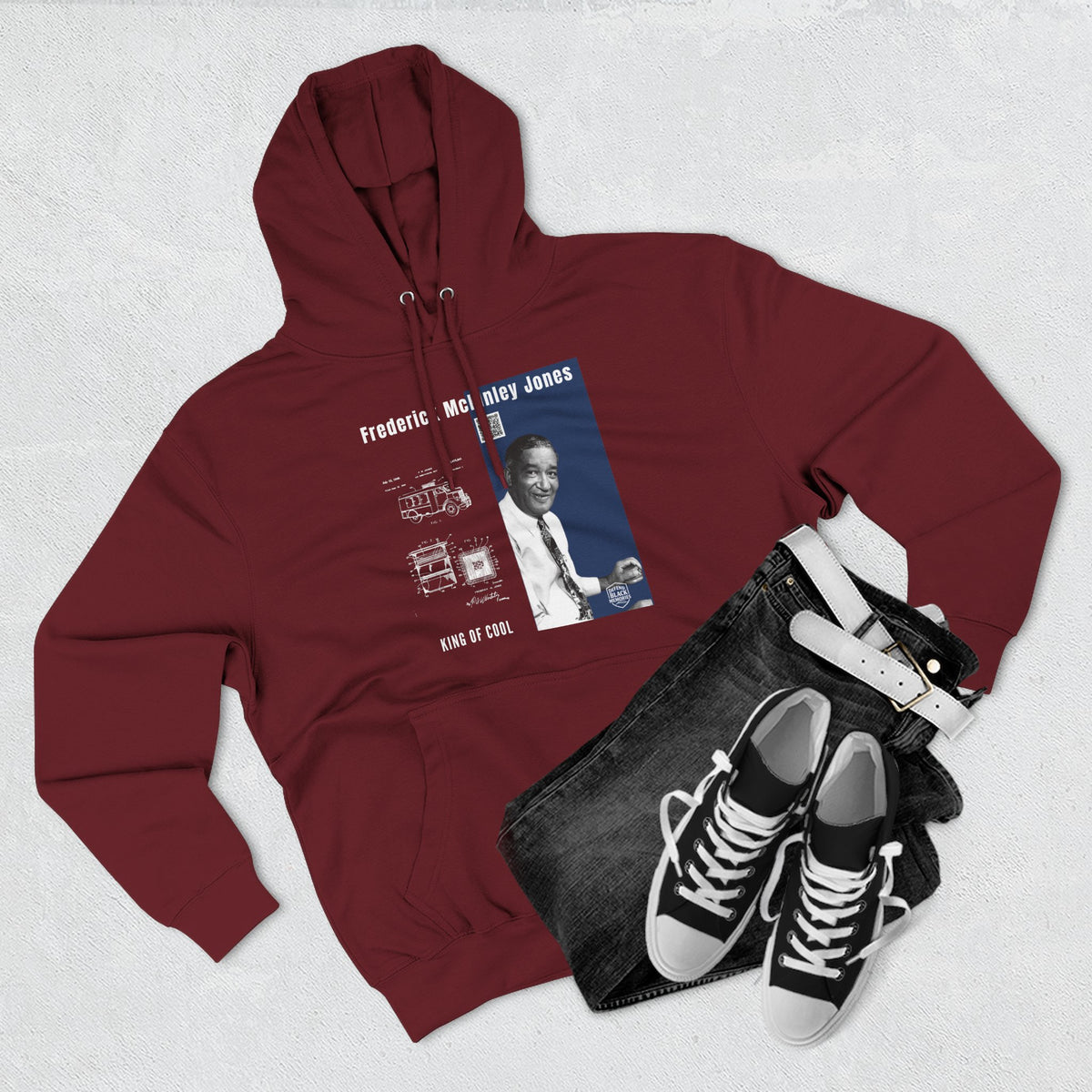 Frederick McKinley Jones, Unisex, Three-panel Historical Portrait Hoodie (City Champs)
