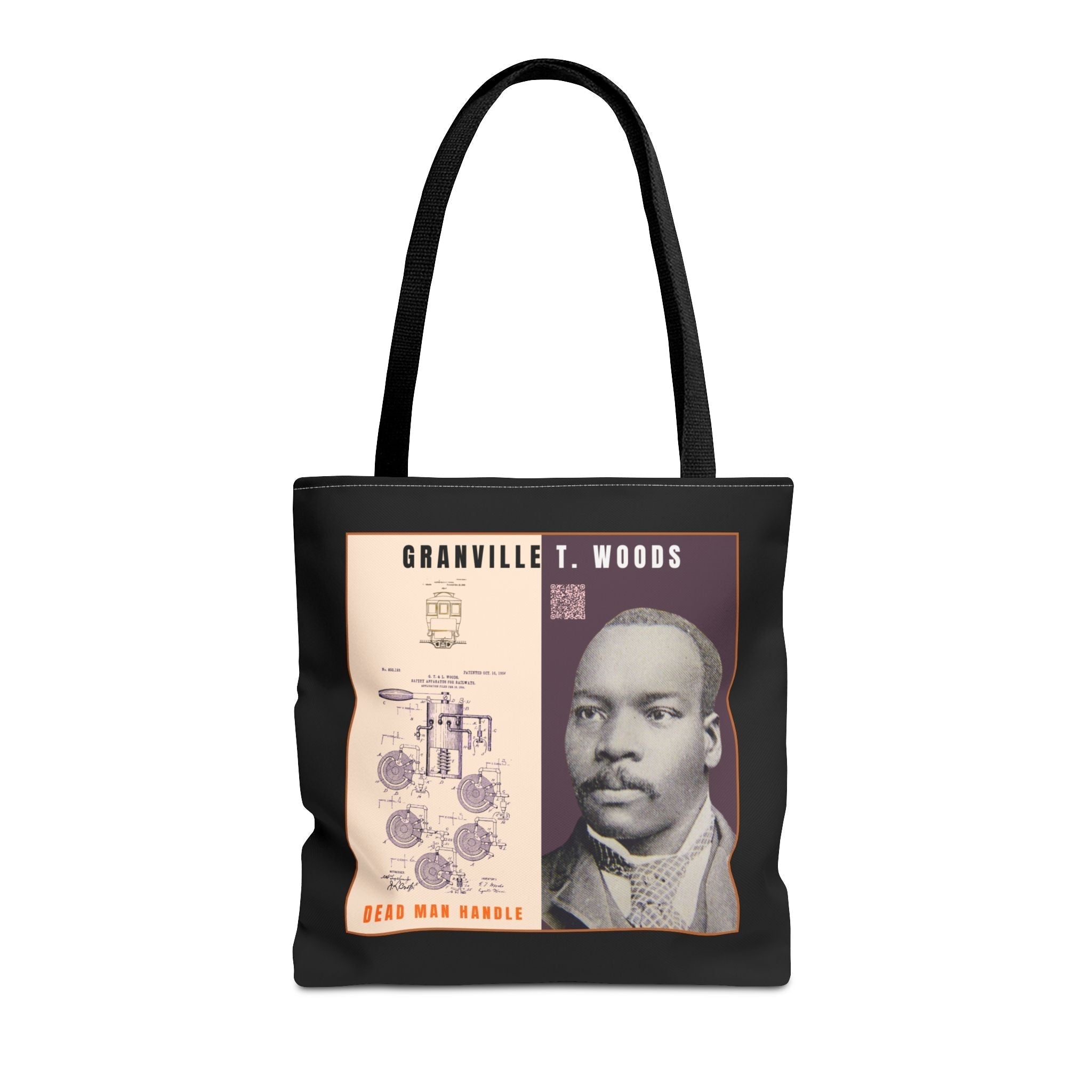 Granville T. Woods Historical Portrait Tote Bag (Black)