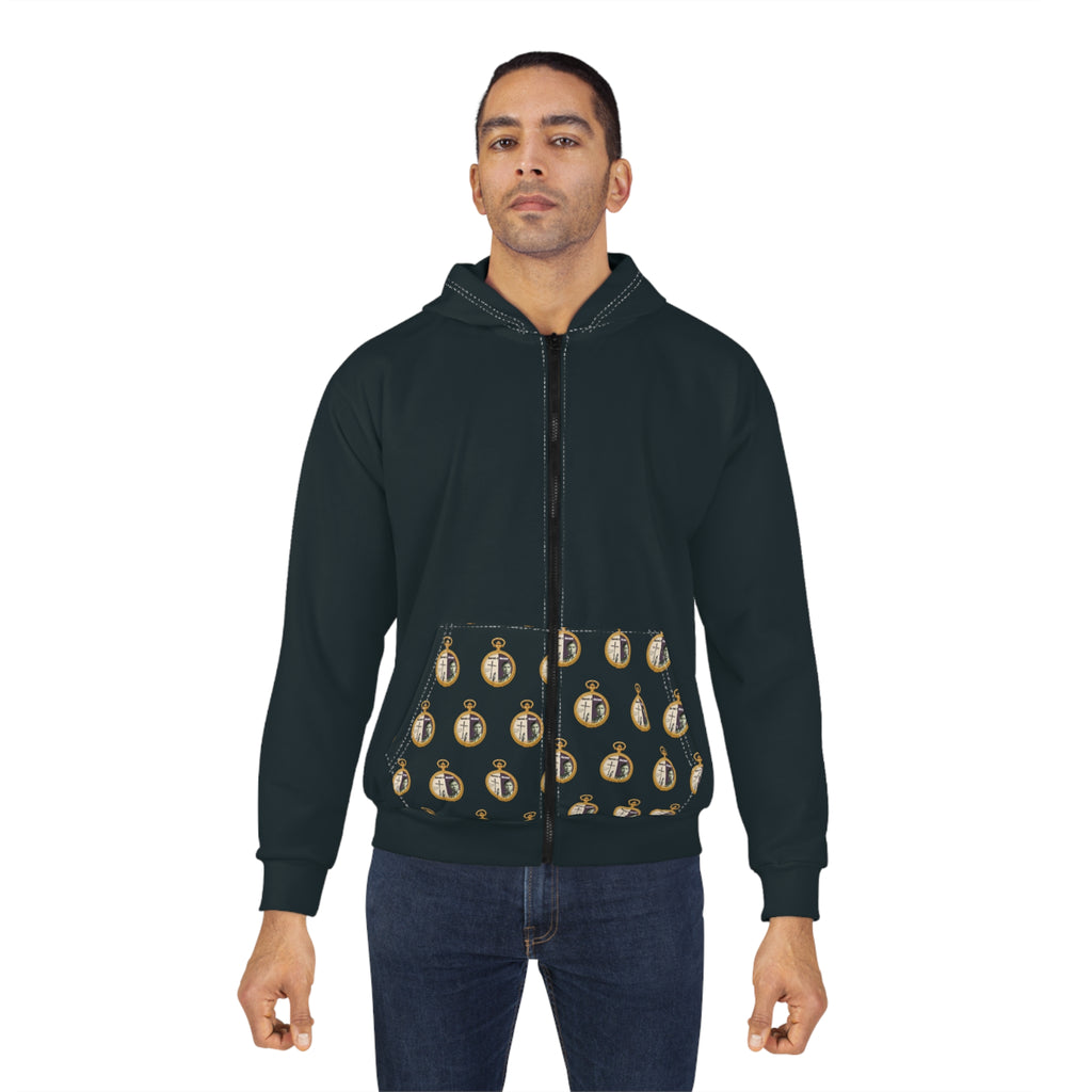 Jan Ernst Matzeliger  AOP Back Graphic, Zip Hoodie-Grey (City Champs)