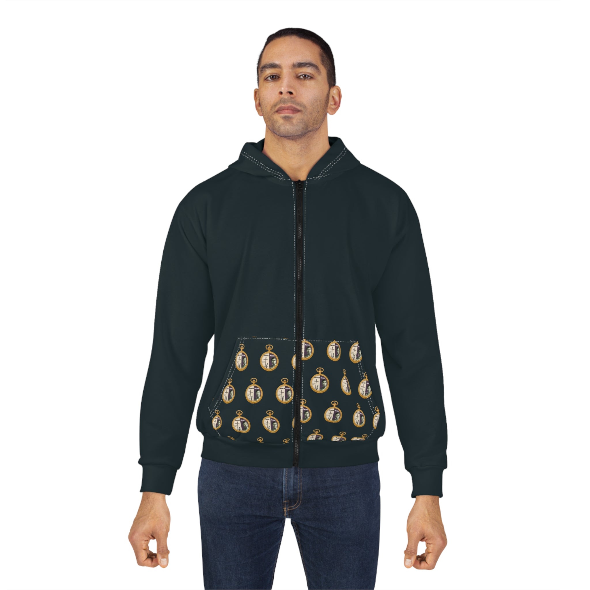 Jan Ernst Matzeliger  AOP Back Graphic, Zip Hoodie-Grey (City Champs)