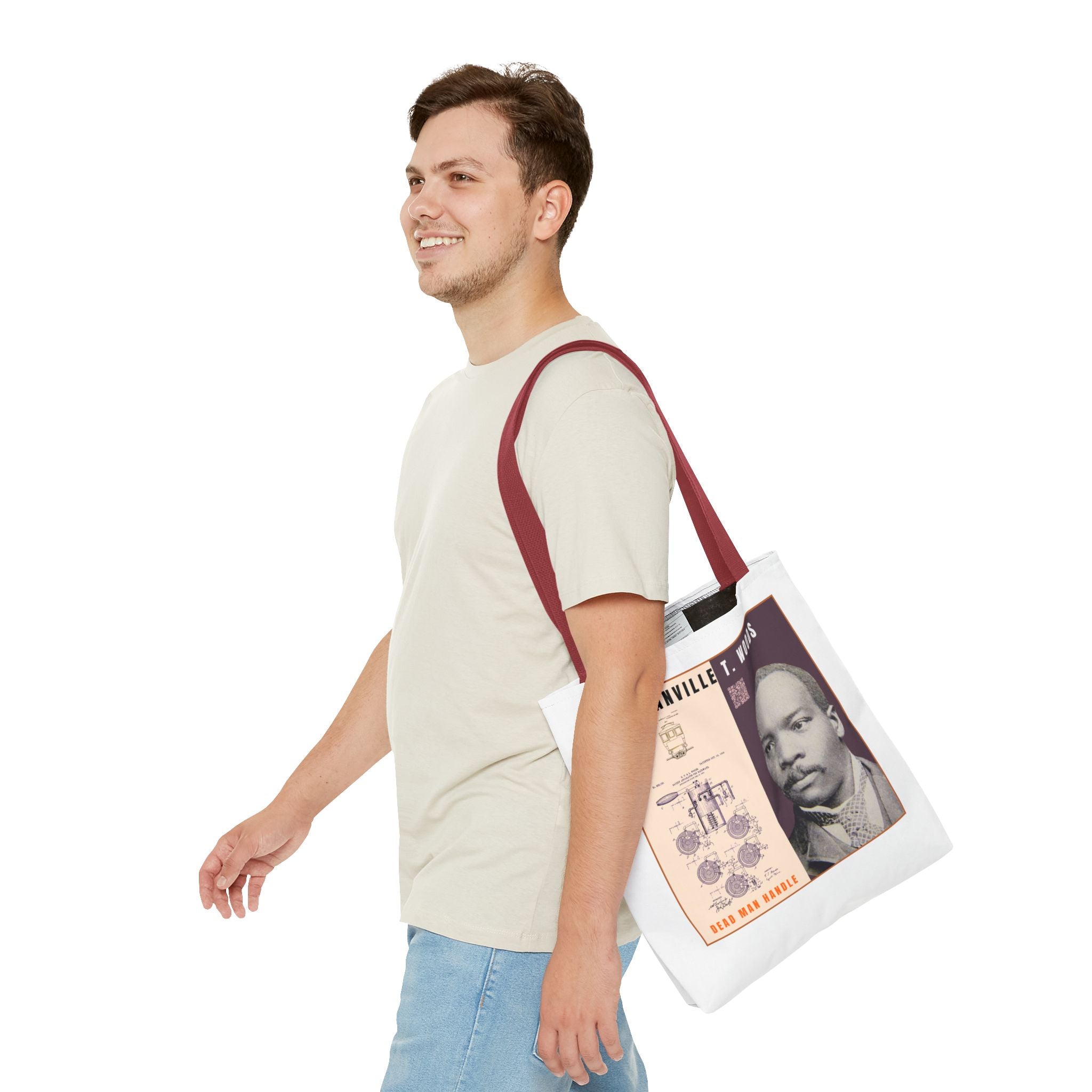 Granville T. Woods Historical Portrait Tote Bag (White)