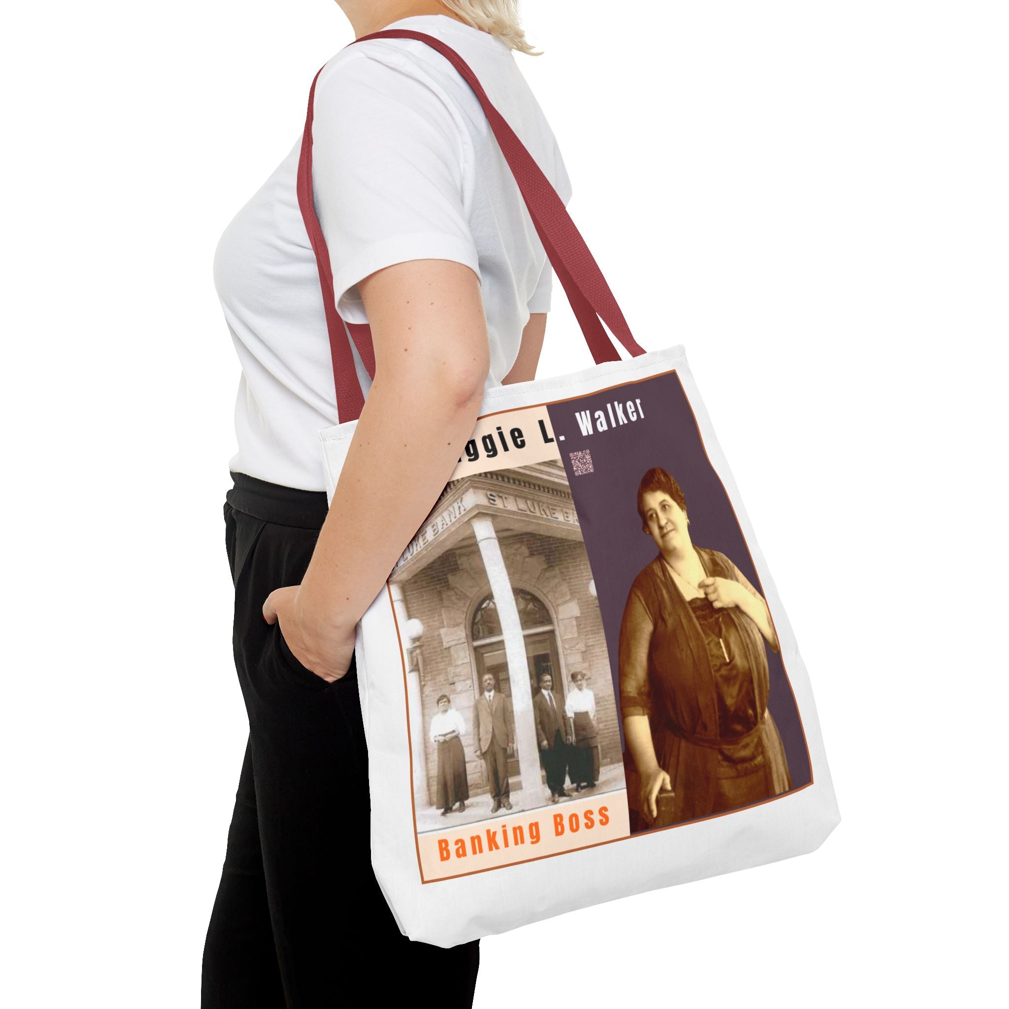 Maggie L. Walker Graphic Tote Bag — Black and Bold Historical Icon Design