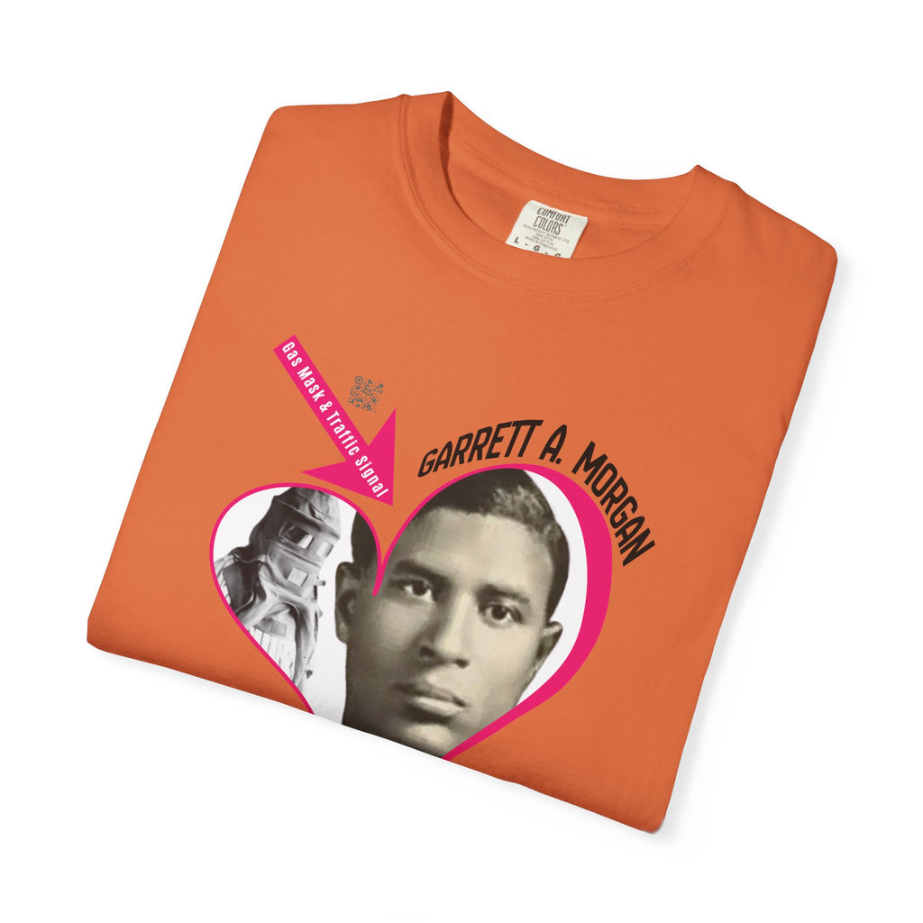 Garrett A. Morgan Oversize Heart Tribute Tee — Inventor of Traffic Signal & Gas Mask with QR Bio