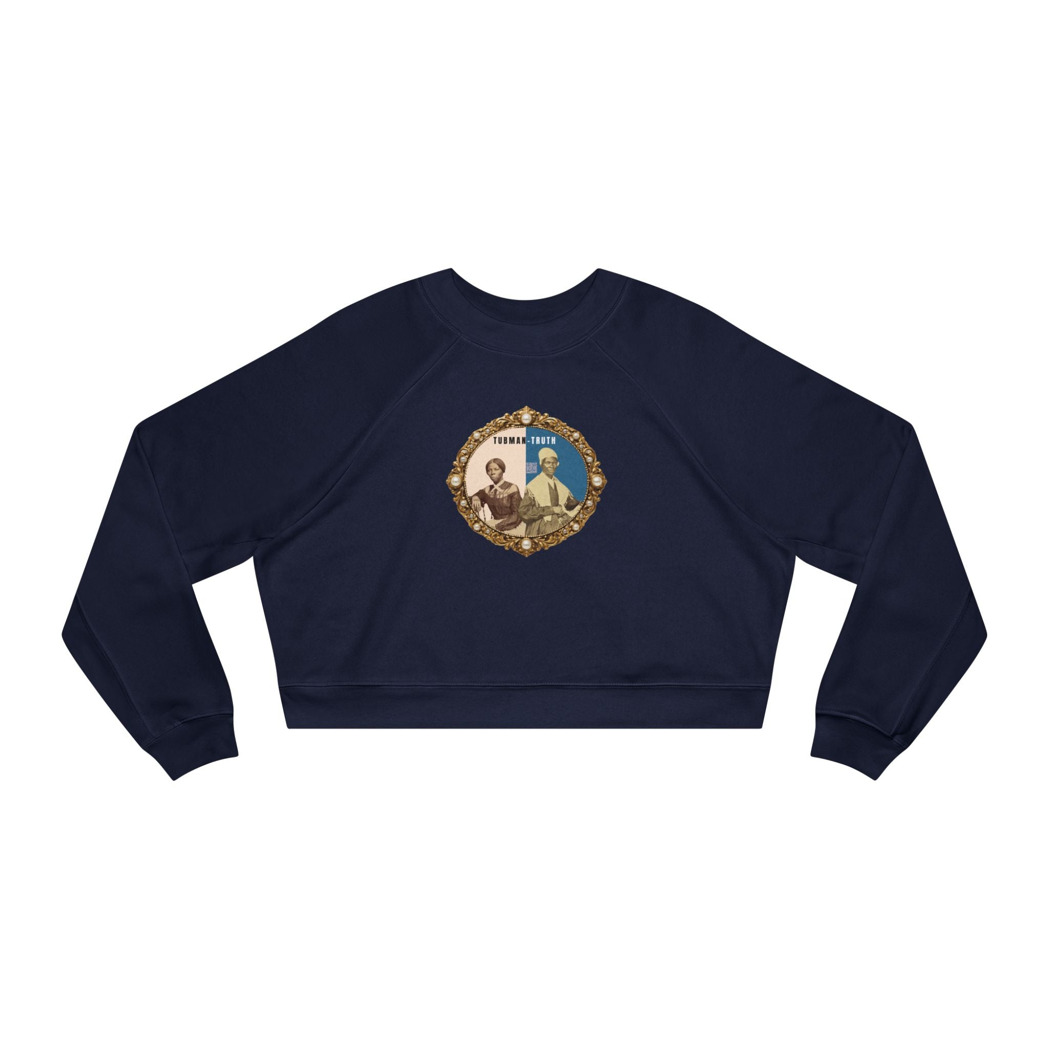 Tubman-Truth, Front Brooch Graphic, Women's Cropped Fleece Pullover