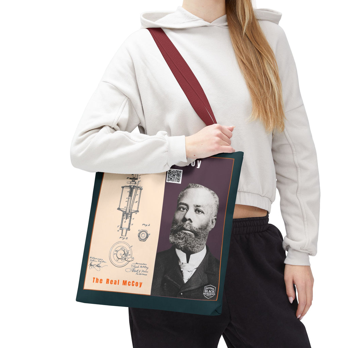Elijah McCoy 'The Real McCoy' Tote Bag — Inspirational History Tribute (Muted Teal)