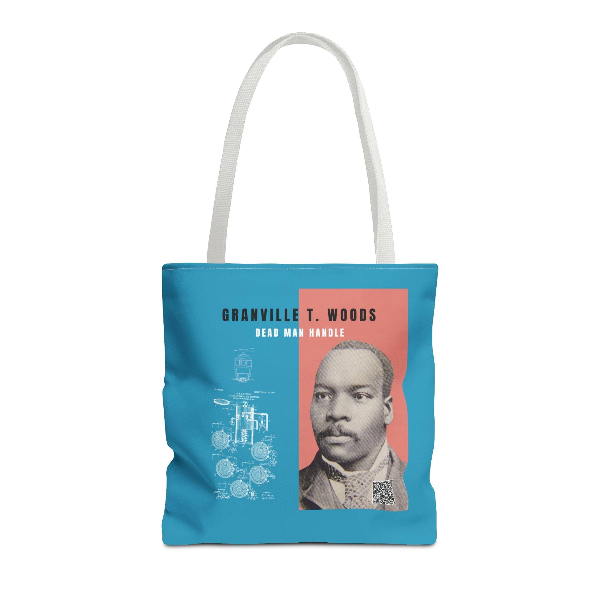 Granville T. Woods Historical Portrait Tote Bag (Turquoise)