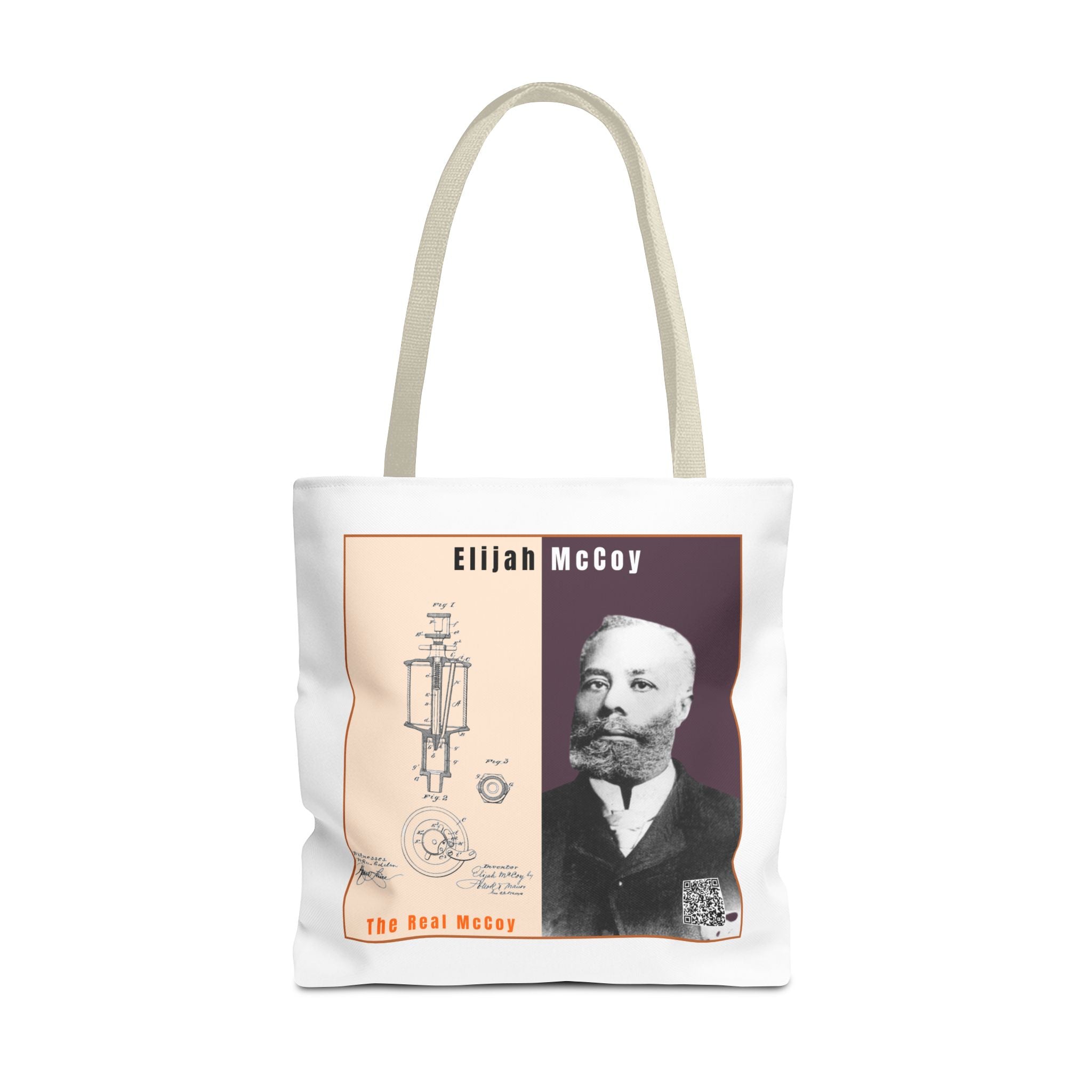 Defend Black Memories: Elijah McCoy Historical Portrait AOP Tote Bag