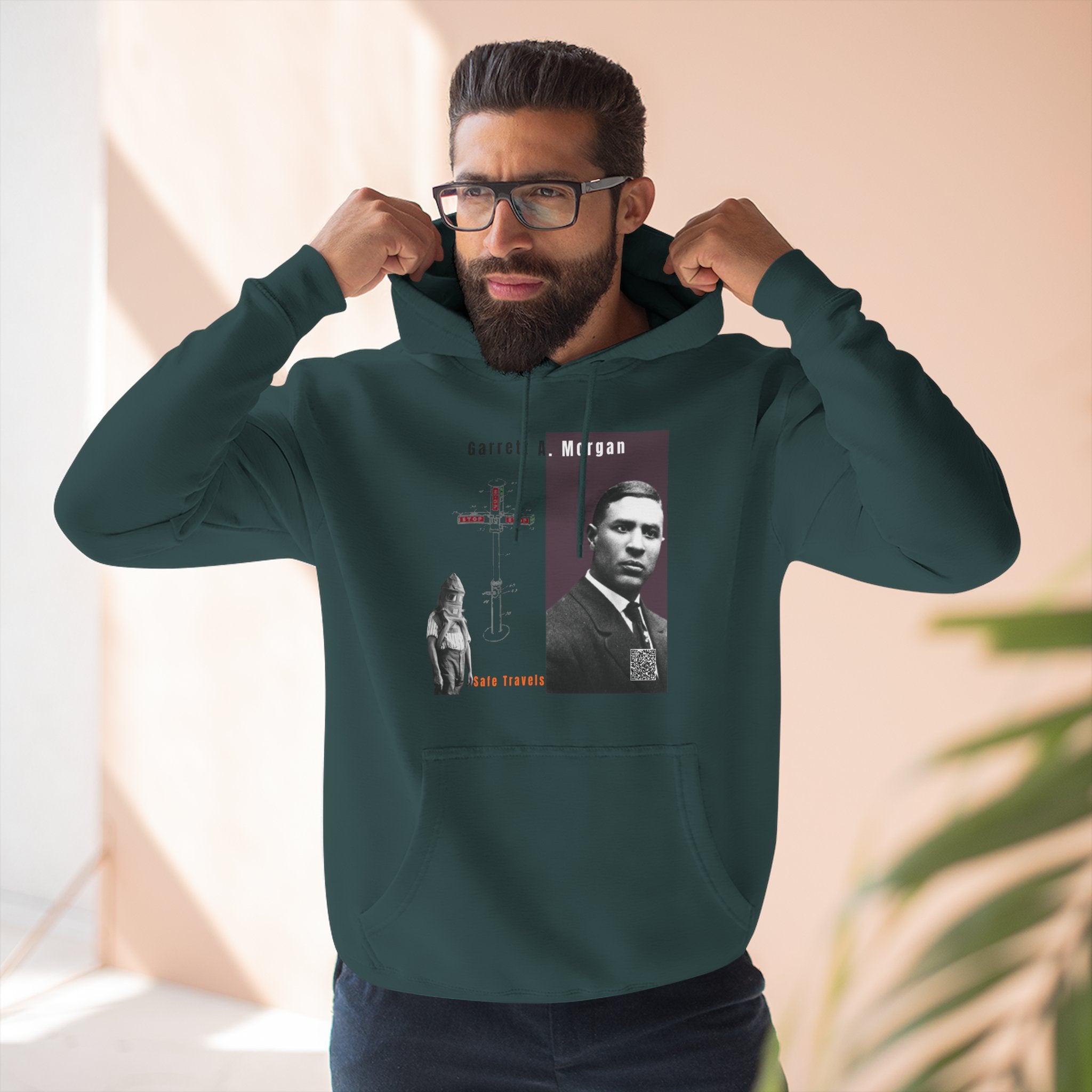 Defend Black Memories: Garrett A. Morgan Three-Panel Historic Black Portrait Hoodie