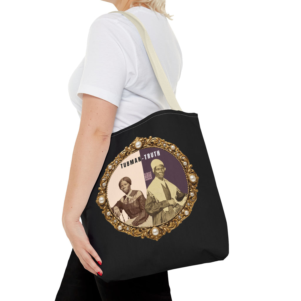 Tubman-Truth Brooch Graphic Tote Bag (Black)