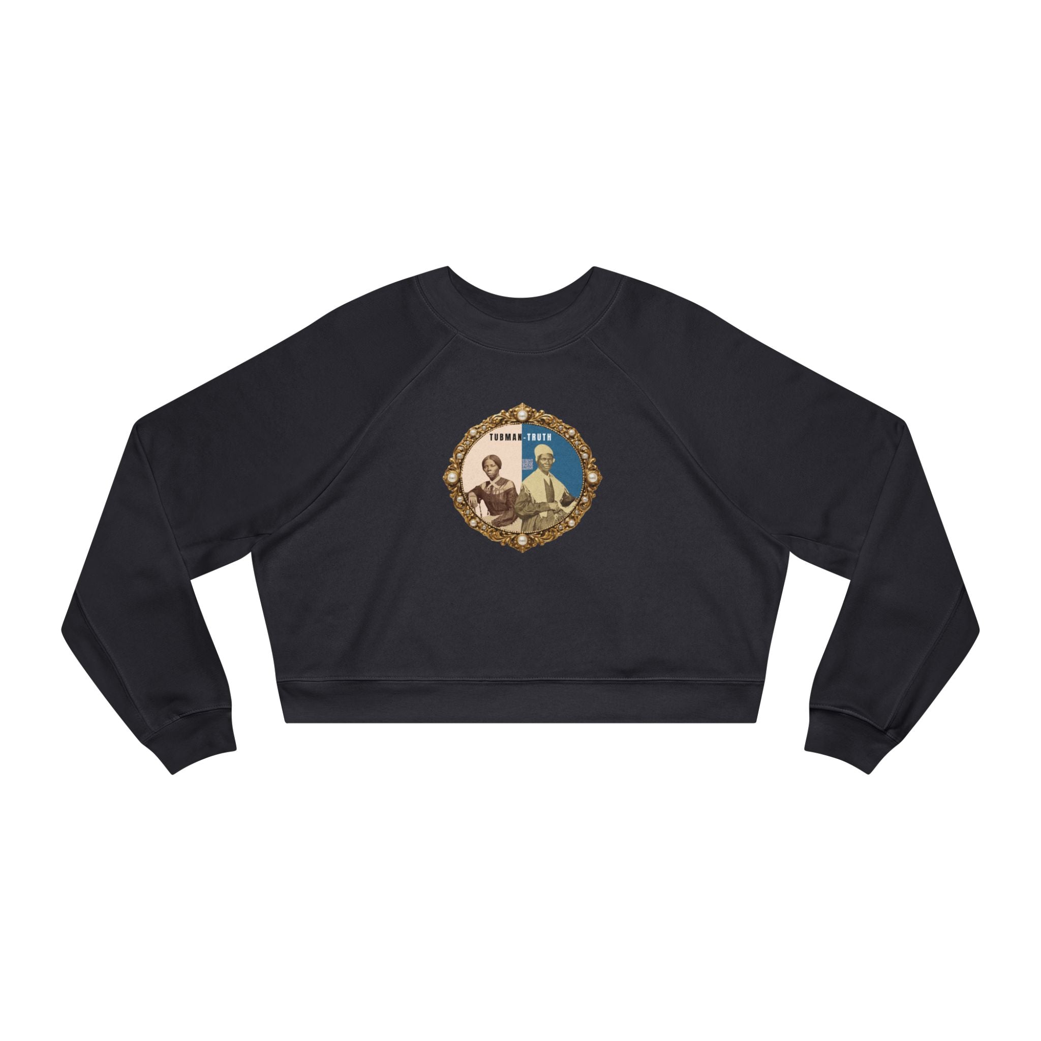 Tubman-Truth, Front Brooch Graphic, Women's Cropped Fleece Pullover