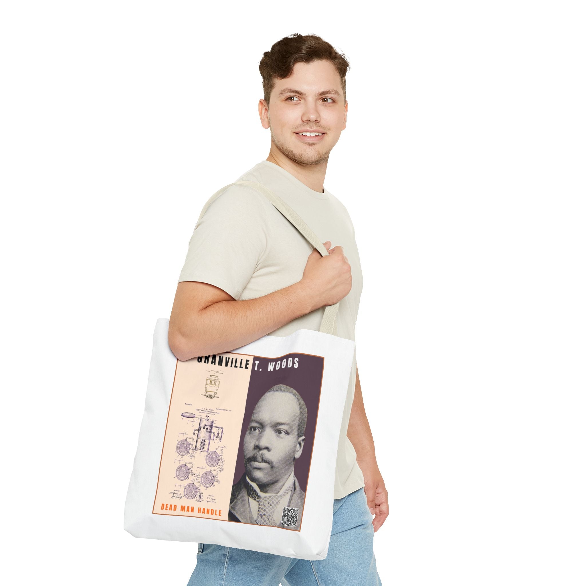 Granville T. Woods Historical Portrait Tote Bag (White)