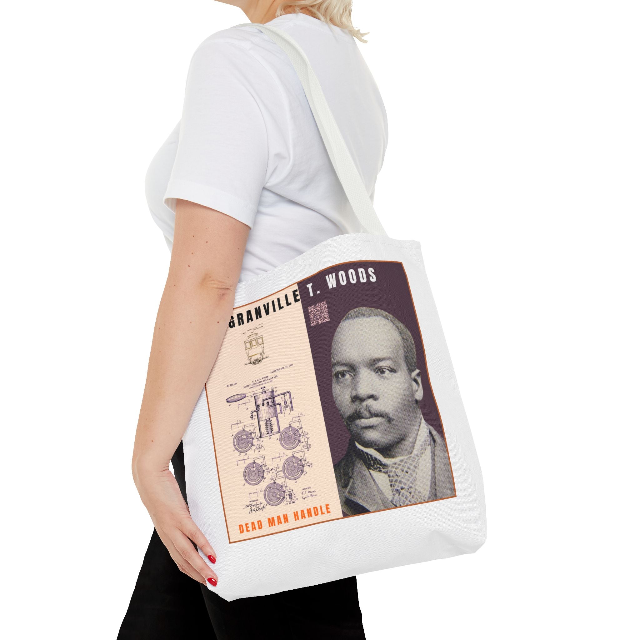 Granville T. Woods Historical Portrait Tote Bag (White)