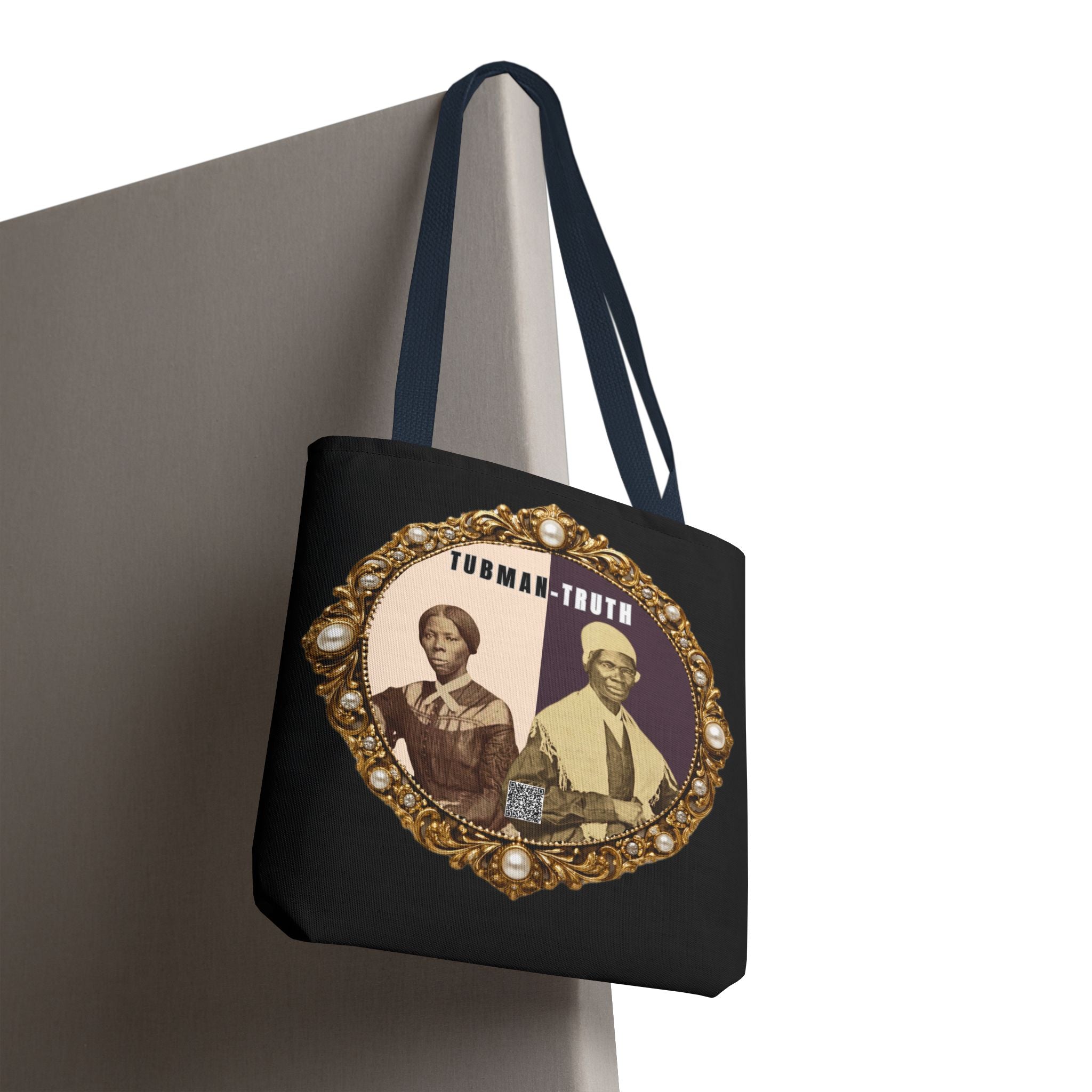 Tubman-Truth Brooch Graphic Tote Bag (Black)