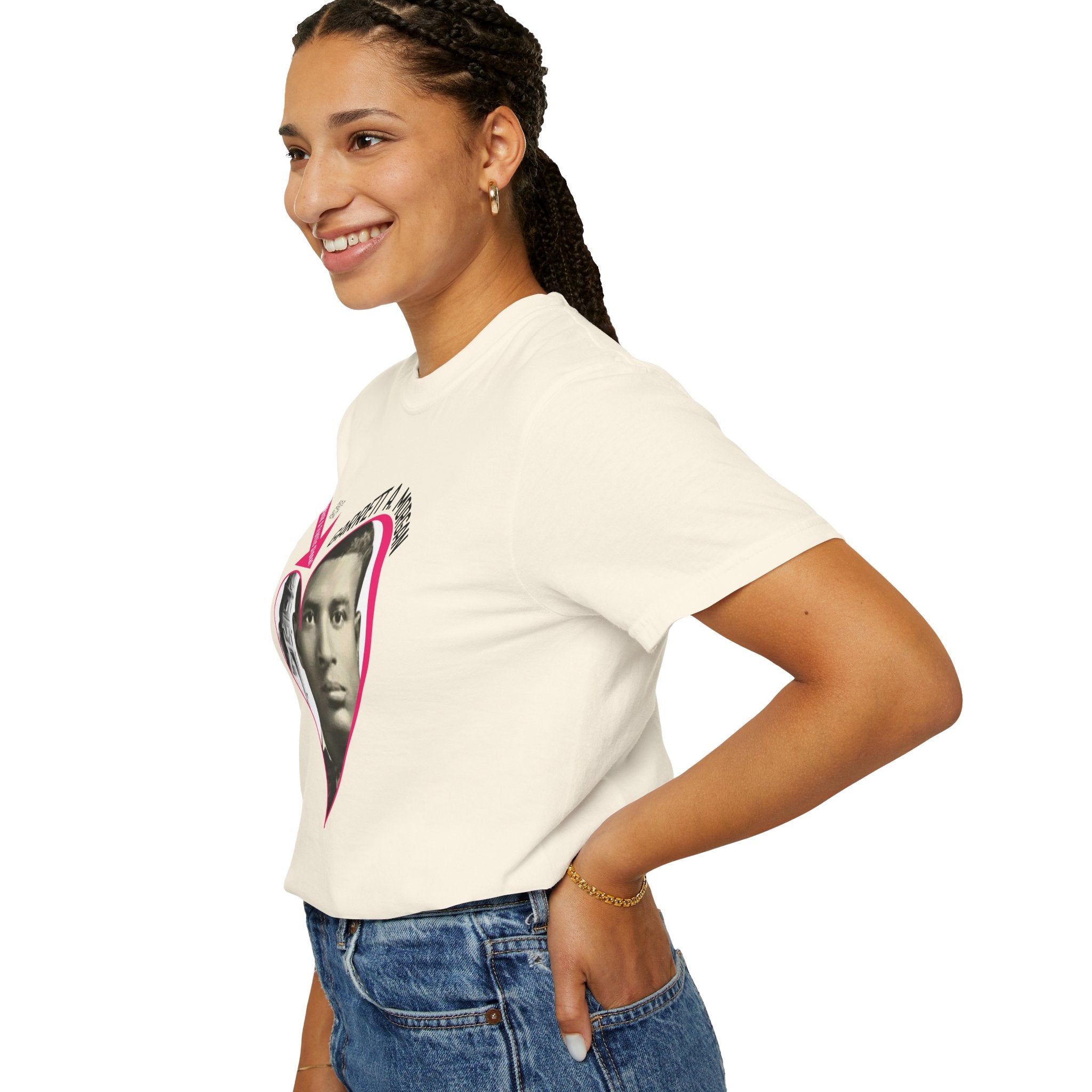 Garrett A. Morgan Oversize Heart Tribute Tee — Inventor of Traffic Signal & Gas Mask with QR Bio