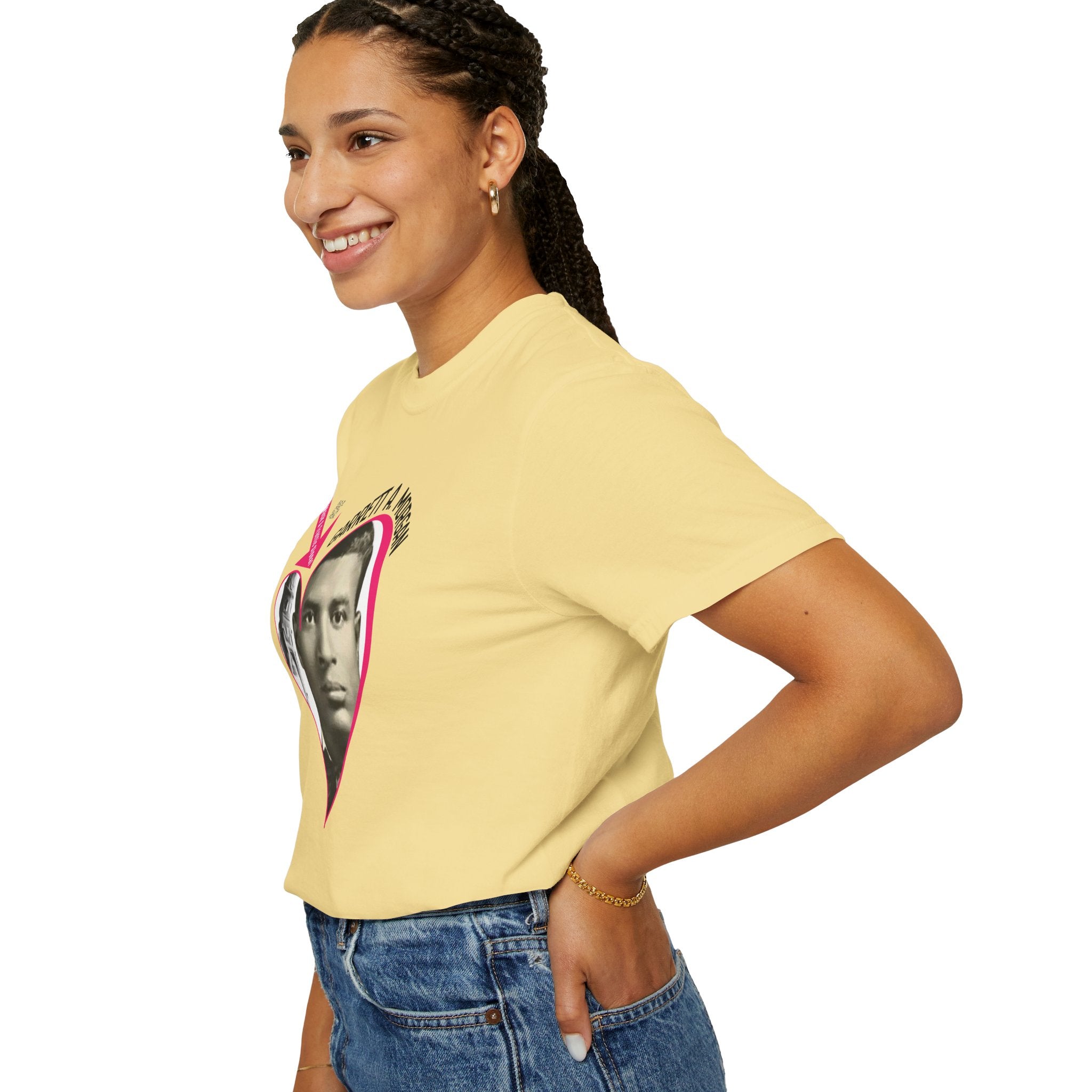 Garrett A. Morgan Oversize Heart Tribute Tee — Inventor of Traffic Signal & Gas Mask with QR Bio
