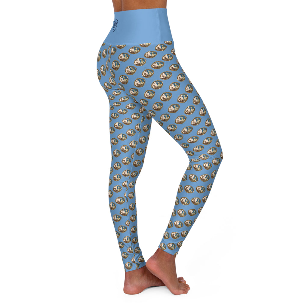 Tubman-Truth Brooch Design, High Waisted Yoga Leggings (Light Blue)