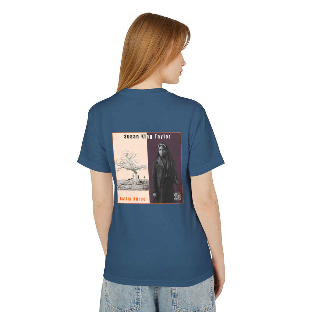 Susan King Taylor, Historical Portrait T-shirt, w/Back Graphic (2-tone),
