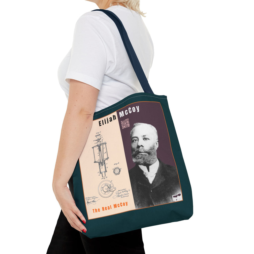 Elijah McCoy 'The Real McCoy' Tote Bag — Inspirational History Tribute (Muted Teal)
