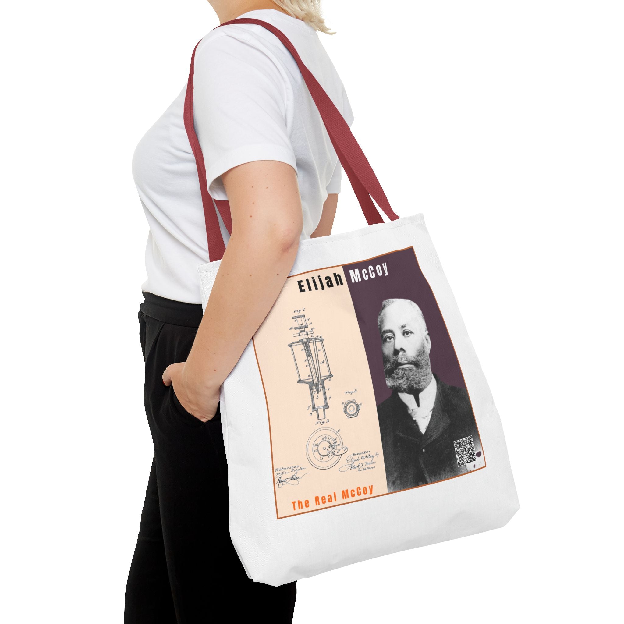 Defend Black Memories: Elijah McCoy Historical Portrait AOP Tote Bag