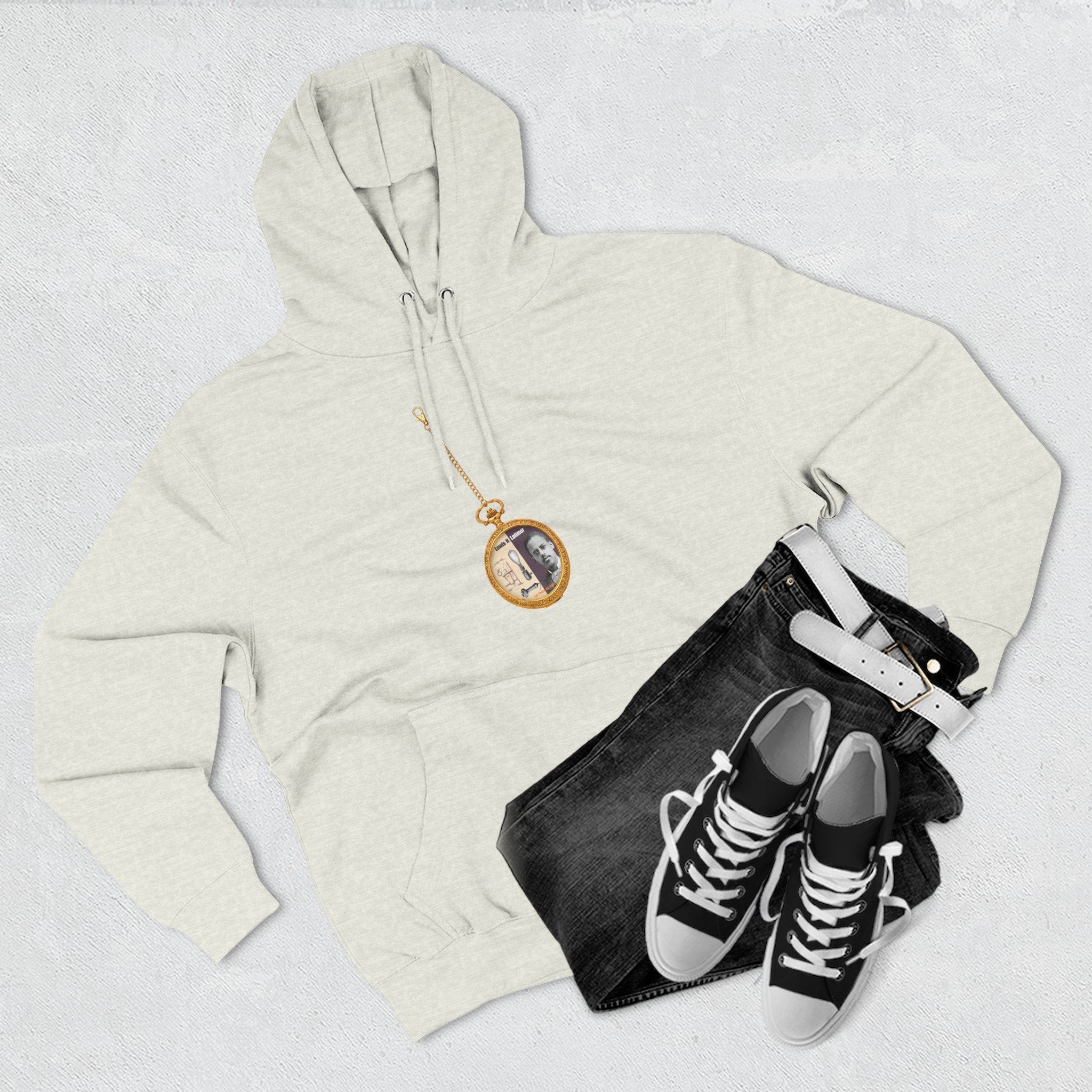 Lewis H Latimer Pocket Watch Three-Panel Fleece Hoodie
