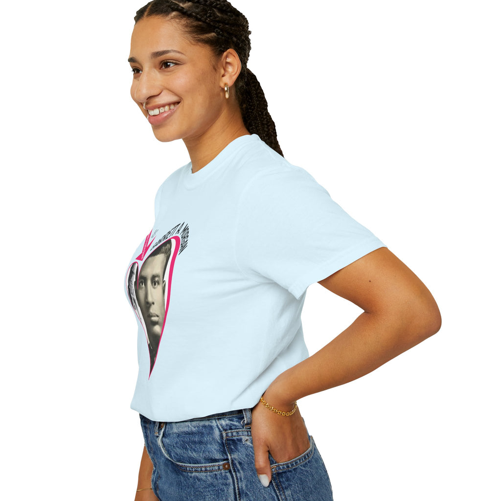 Garrett A. Morgan Oversize Heart Tribute Tee — Inventor of Traffic Signal & Gas Mask with QR Bio