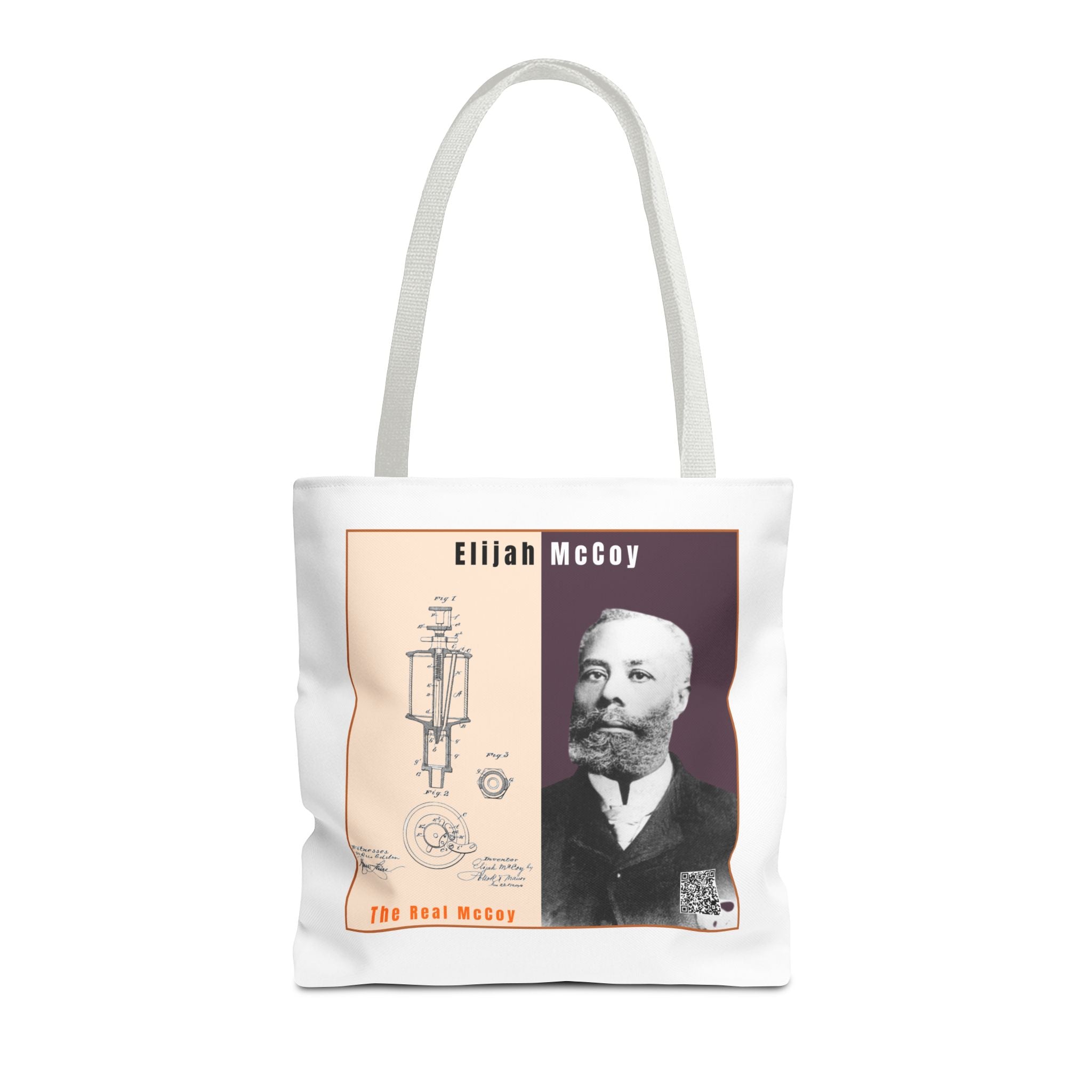 Defend Black Memories: Elijah McCoy Historical Portrait AOP Tote Bag
