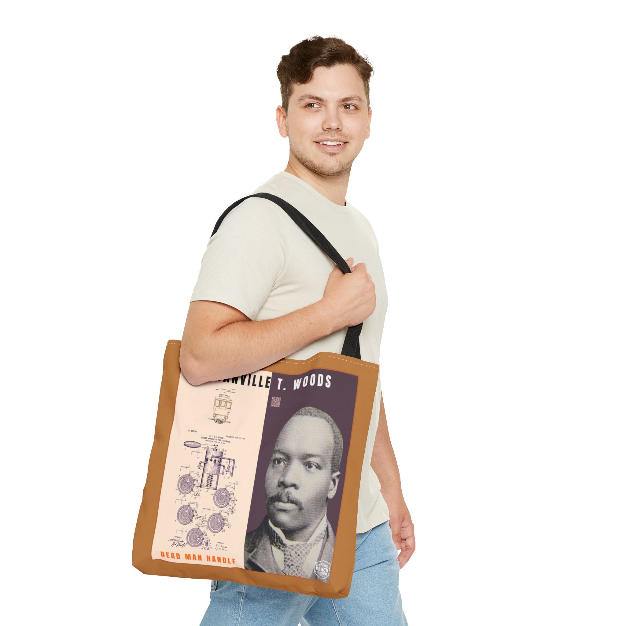 Granville T. Woods Historical Portrait Tote Bag (Light Brown)